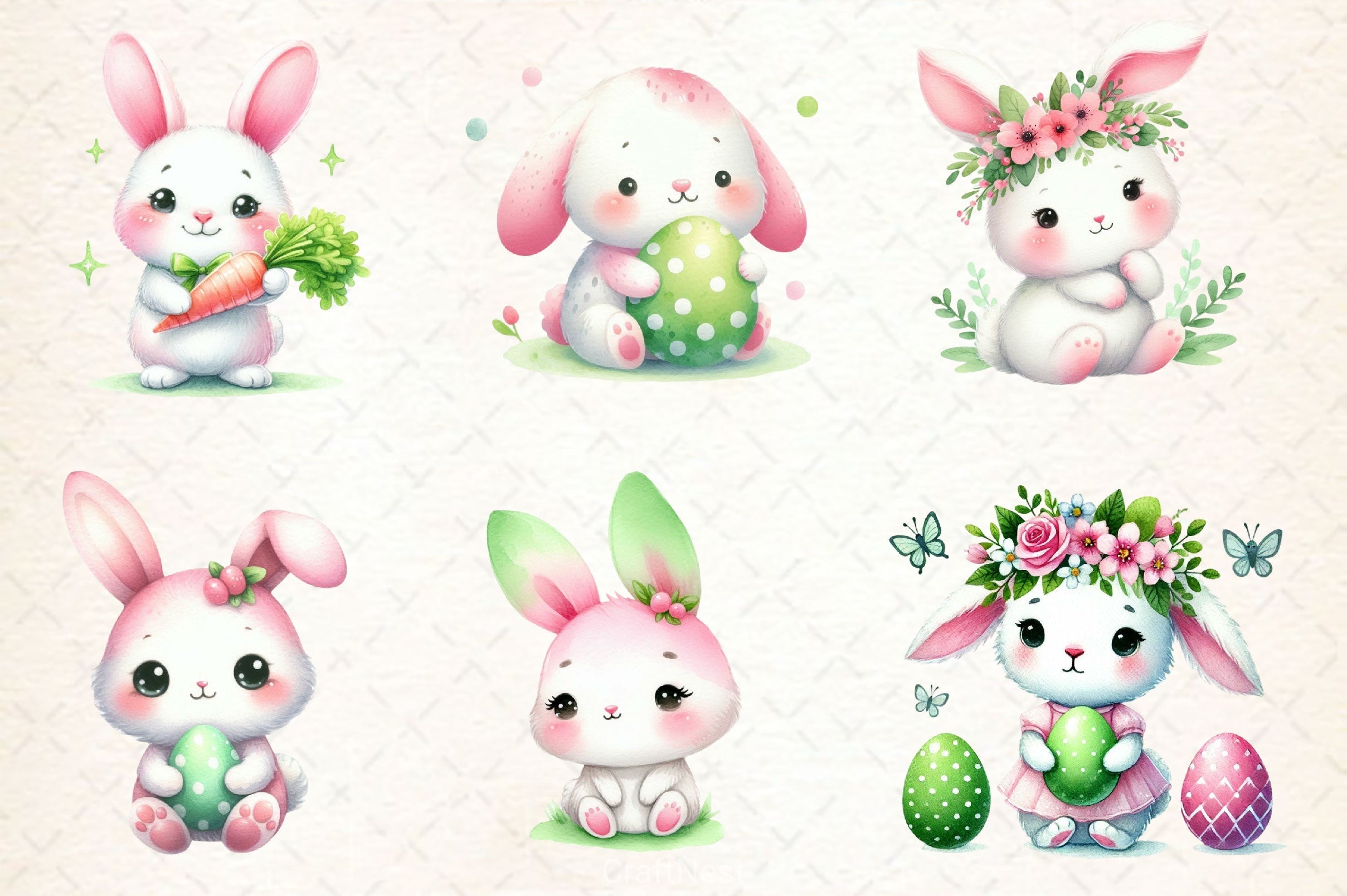 Cute Easter Bunny Clipart Bundle 9