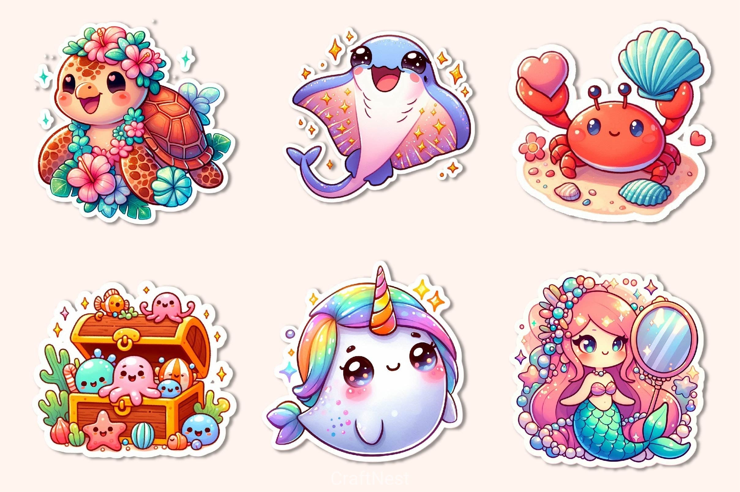 Kawaii Under The Sea Clipart Bundle