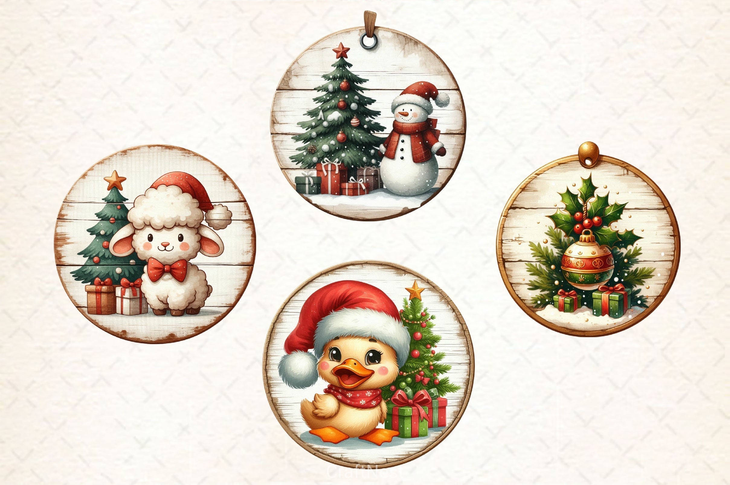 Vintage Christmas Ornaments Clipart Bundle 2