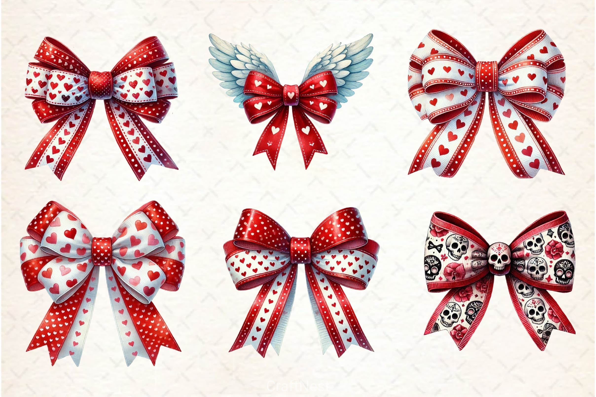 Coquette Valentine Bow Clipart Bundle 2