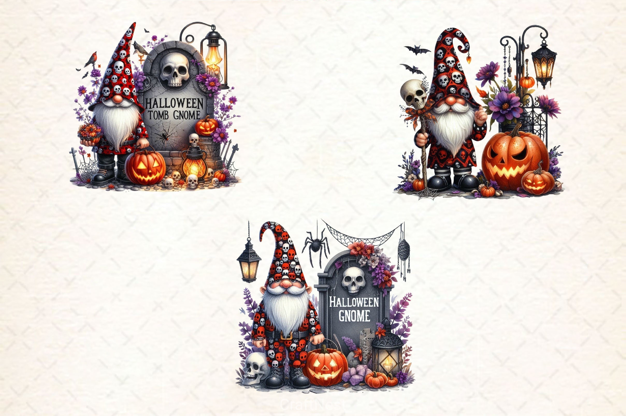 Halloween Gnome With Grave Clipart Bundle