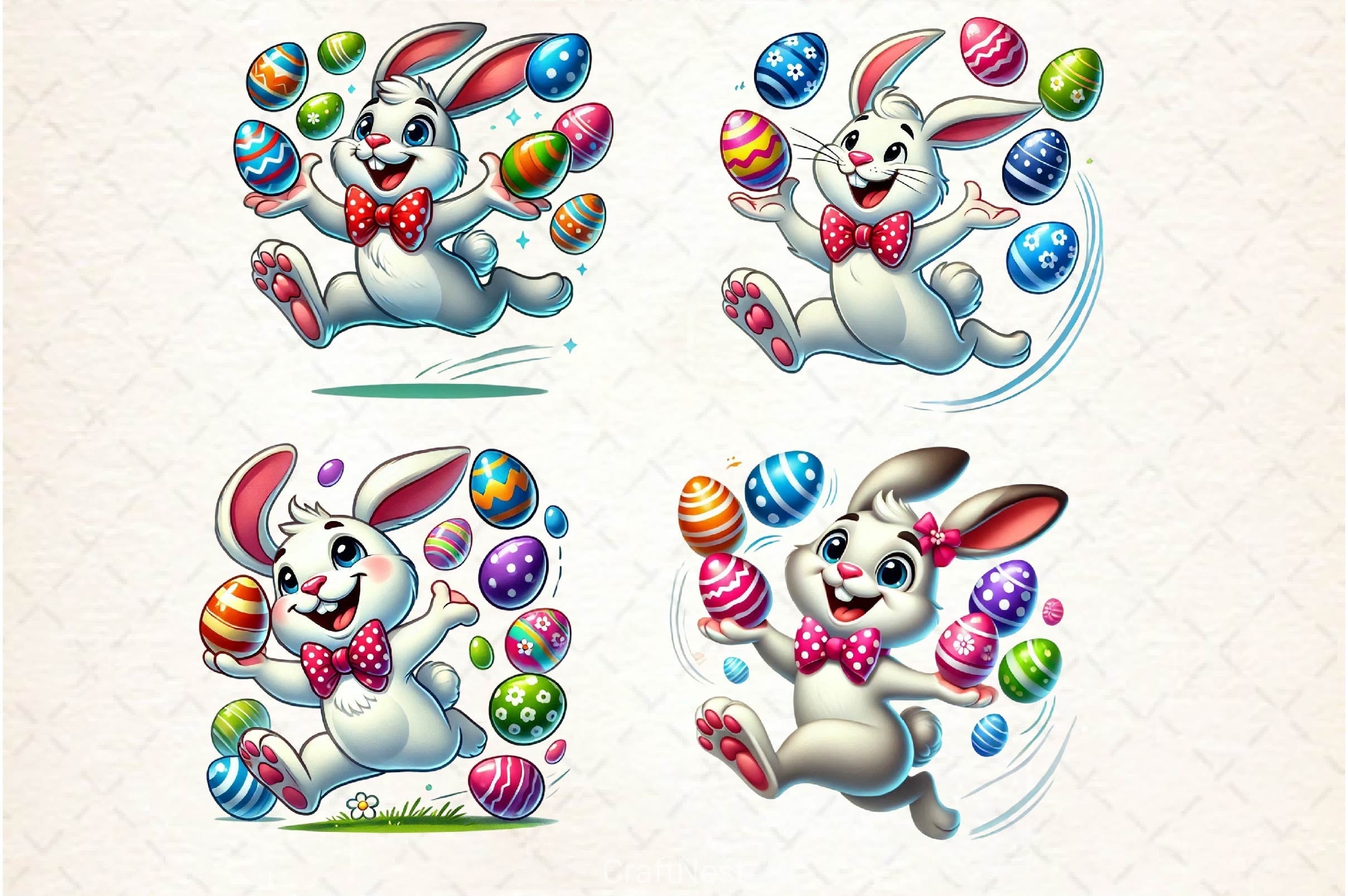 Funny Easter Bunny Clipart Bundle 4