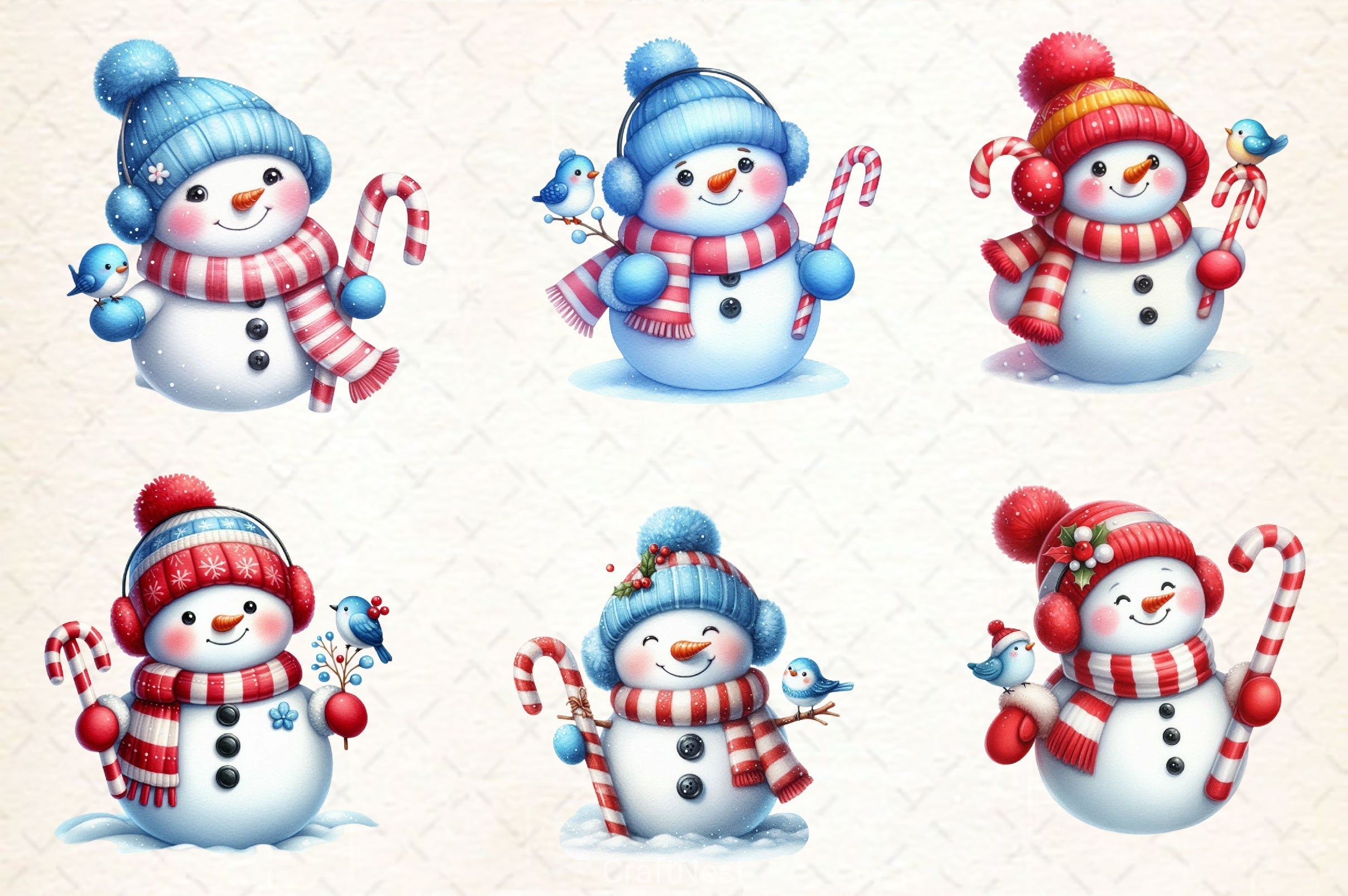 Cute Snowman Clipart Bundle 4