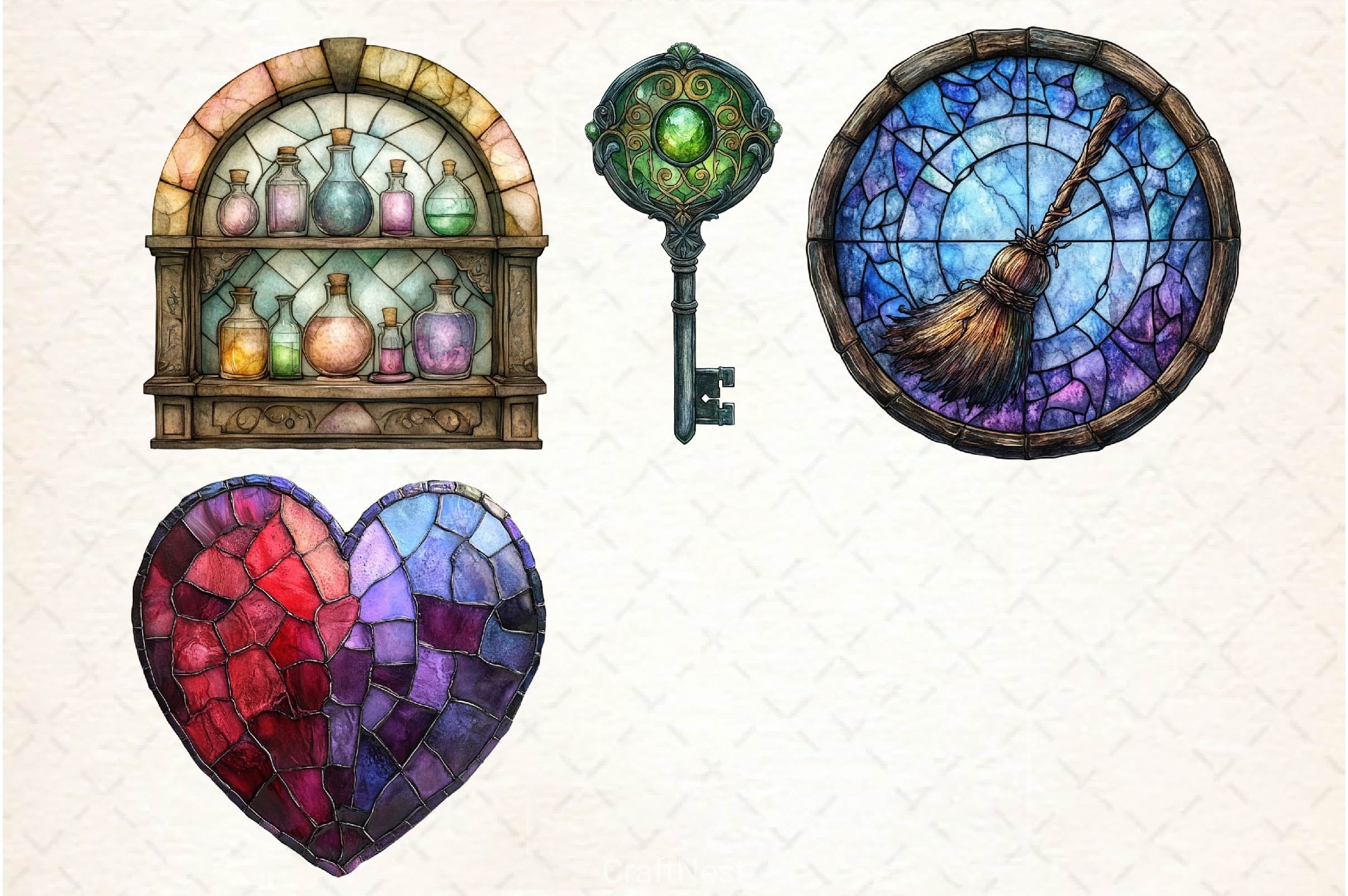Halloween Stained Glass Clipart Bundle
