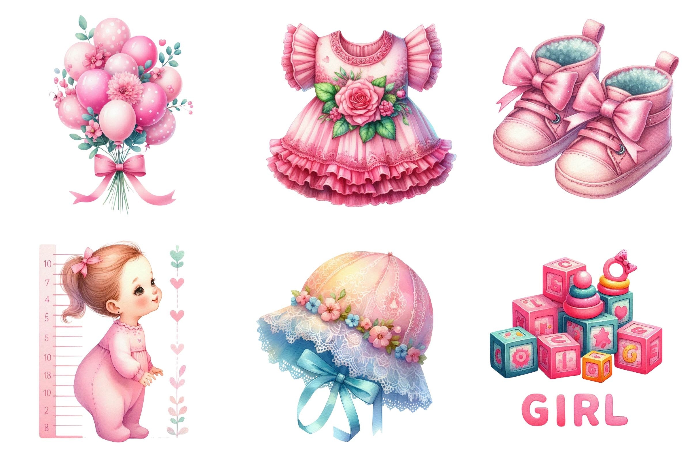 Pink Baby Girl Nursery Clipart Bundle 4
