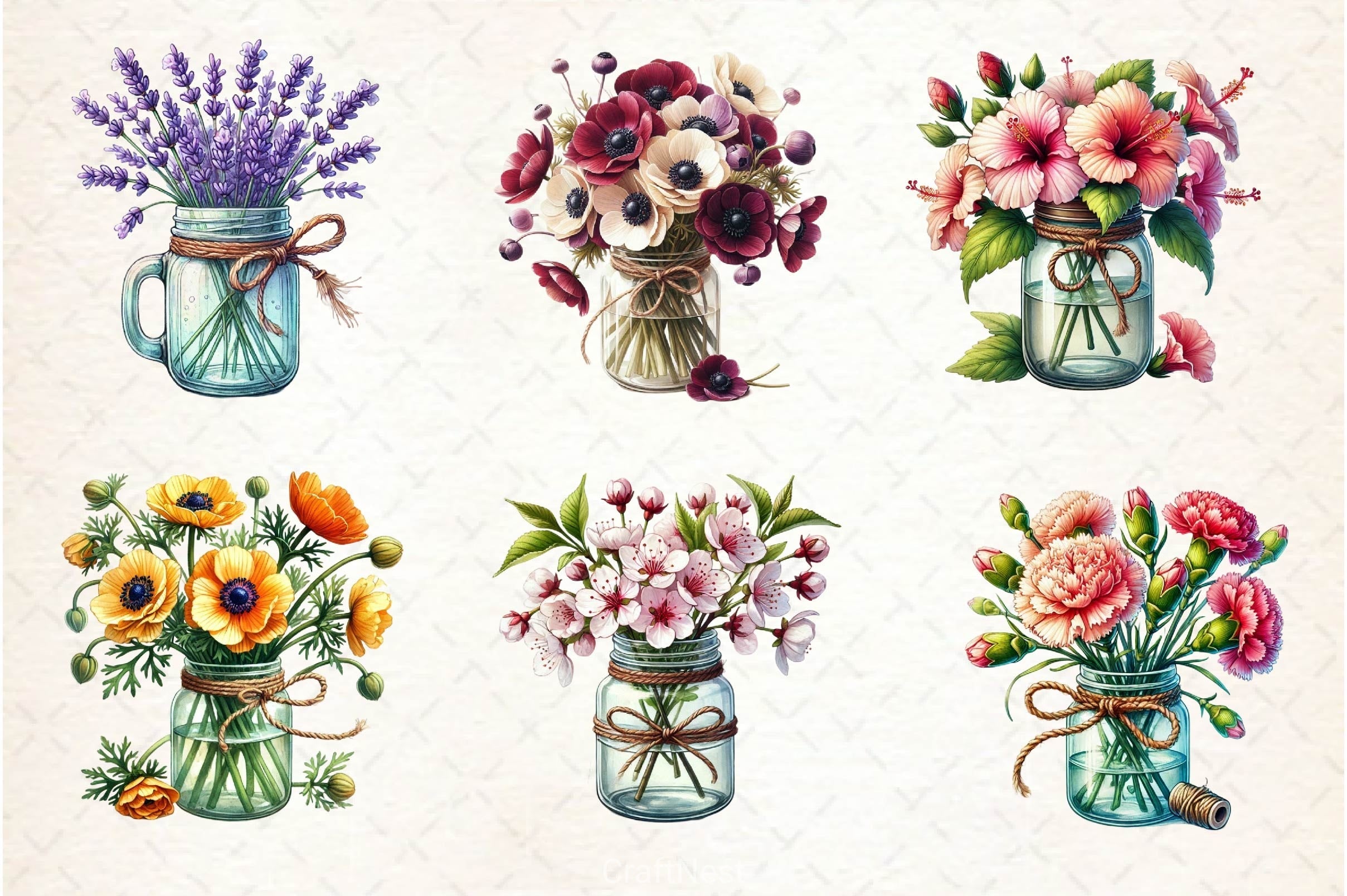 Flower Jar Clipart Bundle 6