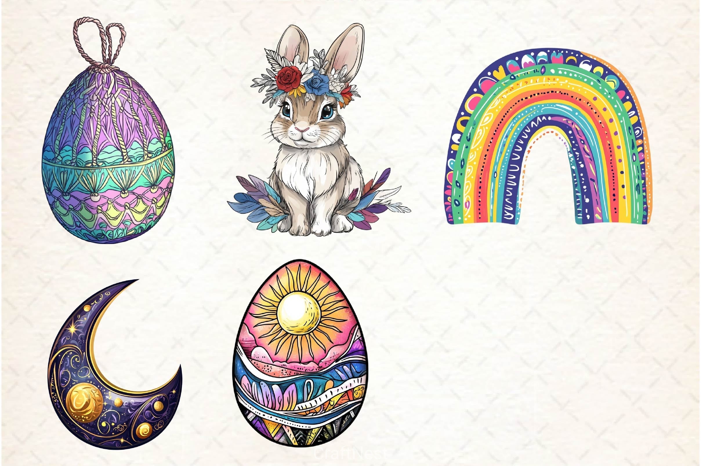 Boho Easter Clipart Bundle  8