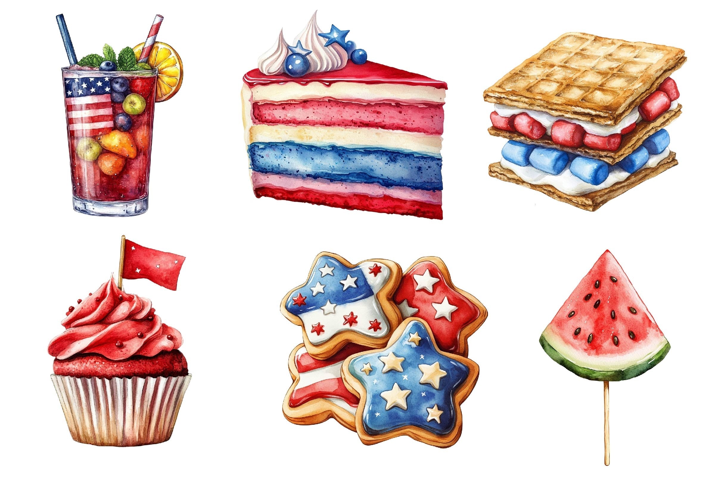 Patriotic Party Foods Clipart Bundle