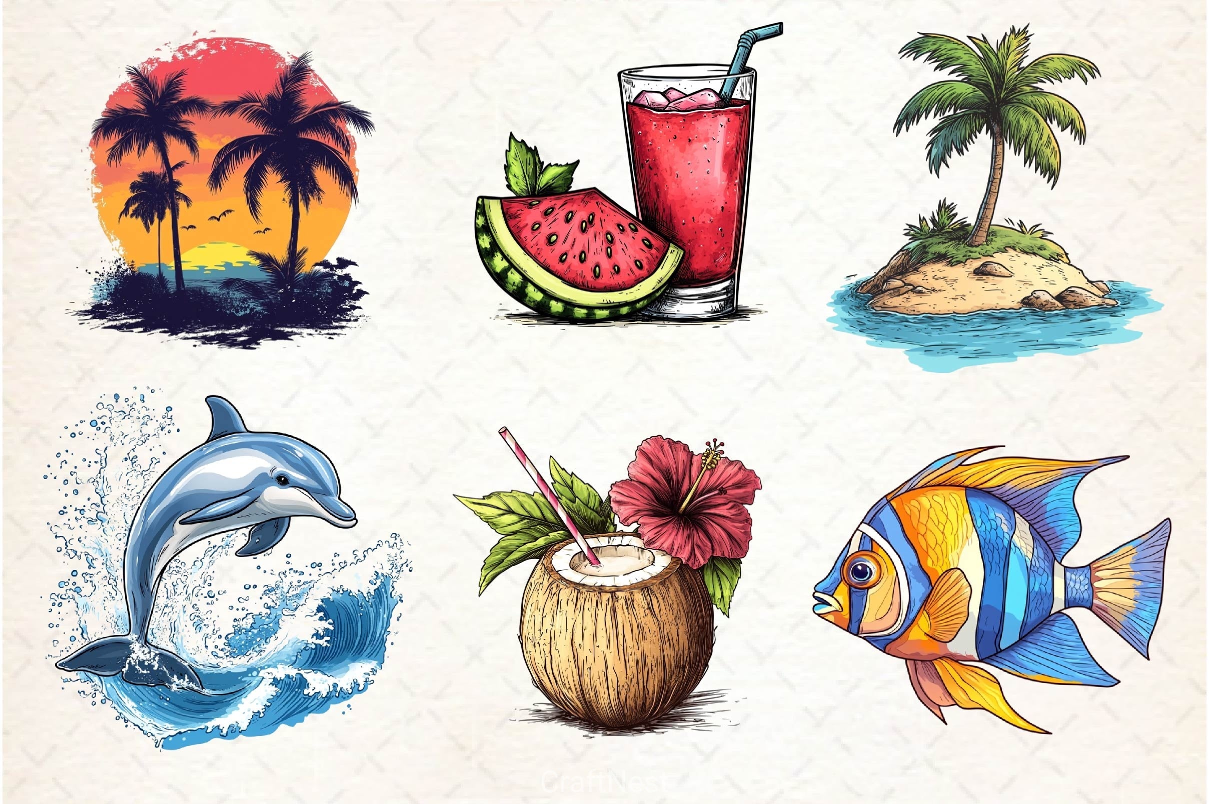Tropical Summer Clipart Bundle 4