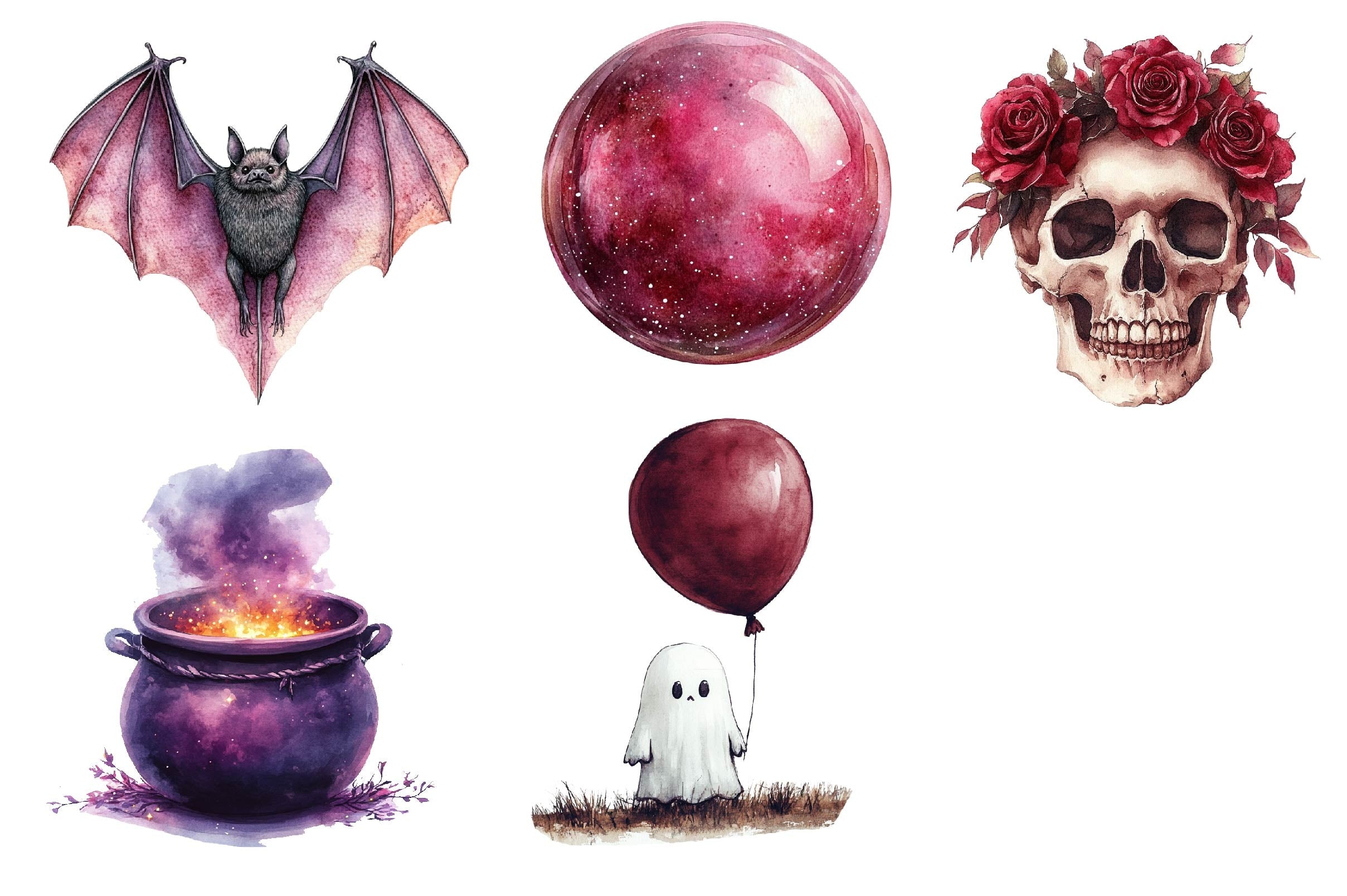 Burgundy & Halloween Clipart Bundle 5