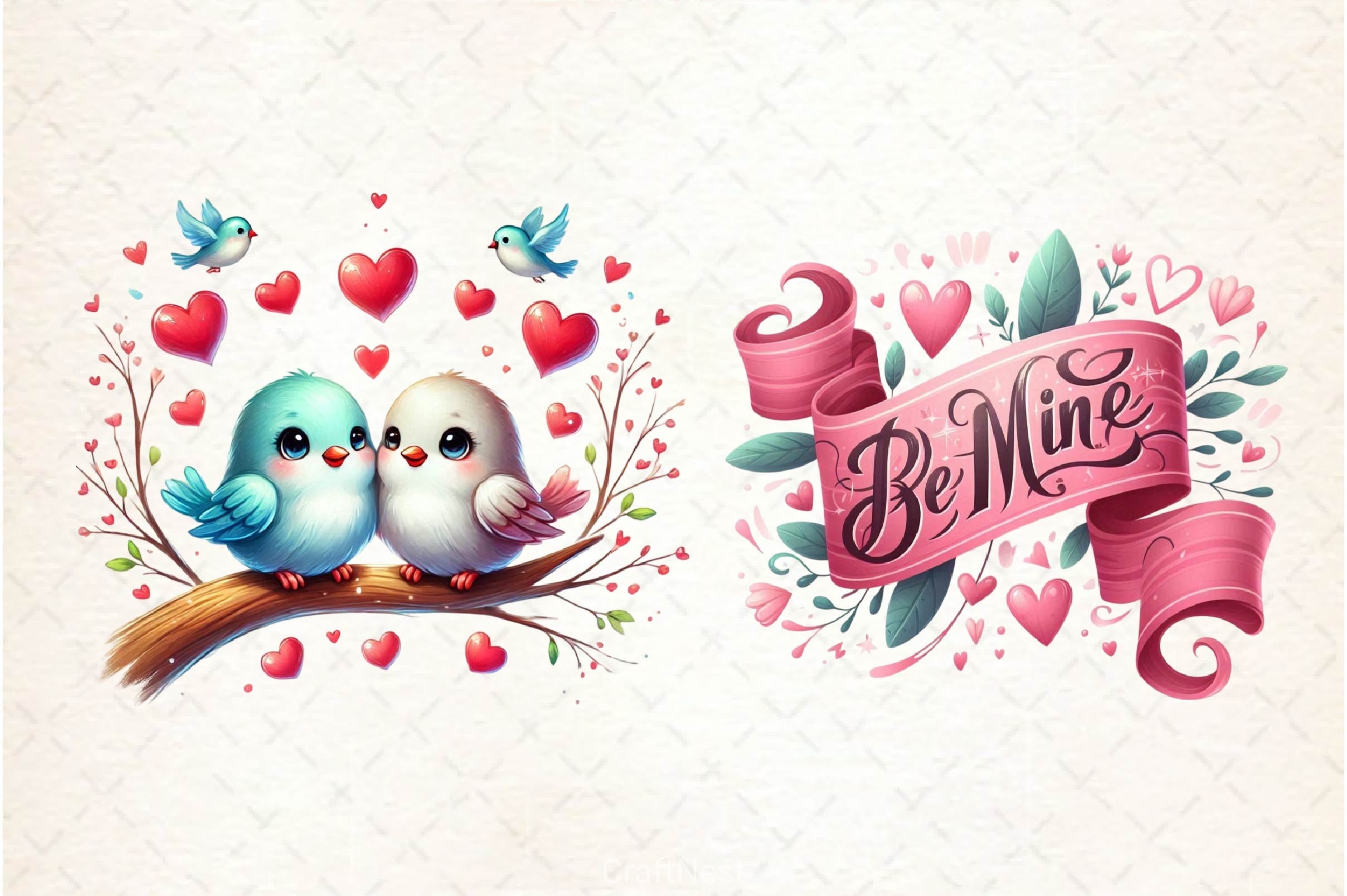 Pink Valentines Day Clipart Bundle
