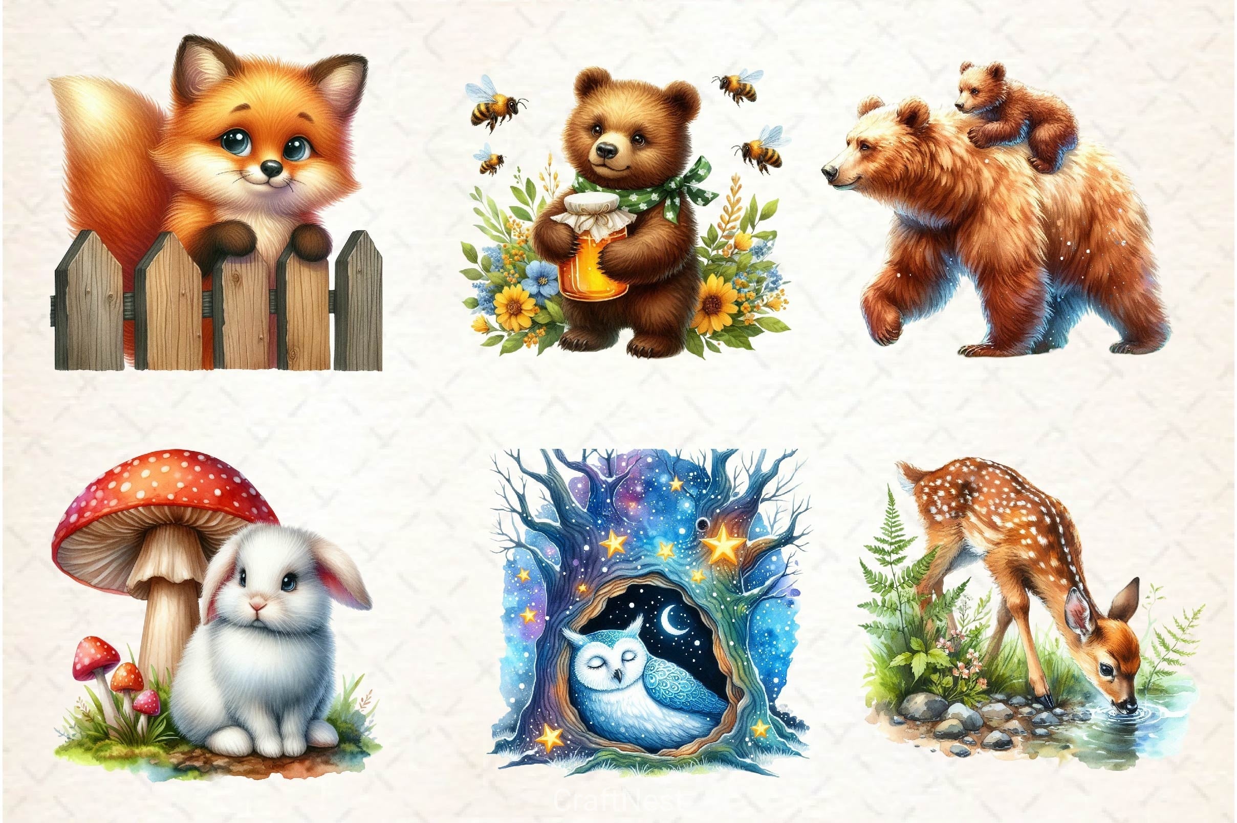 Woodland Forest Animals Clipart Bundle 8
