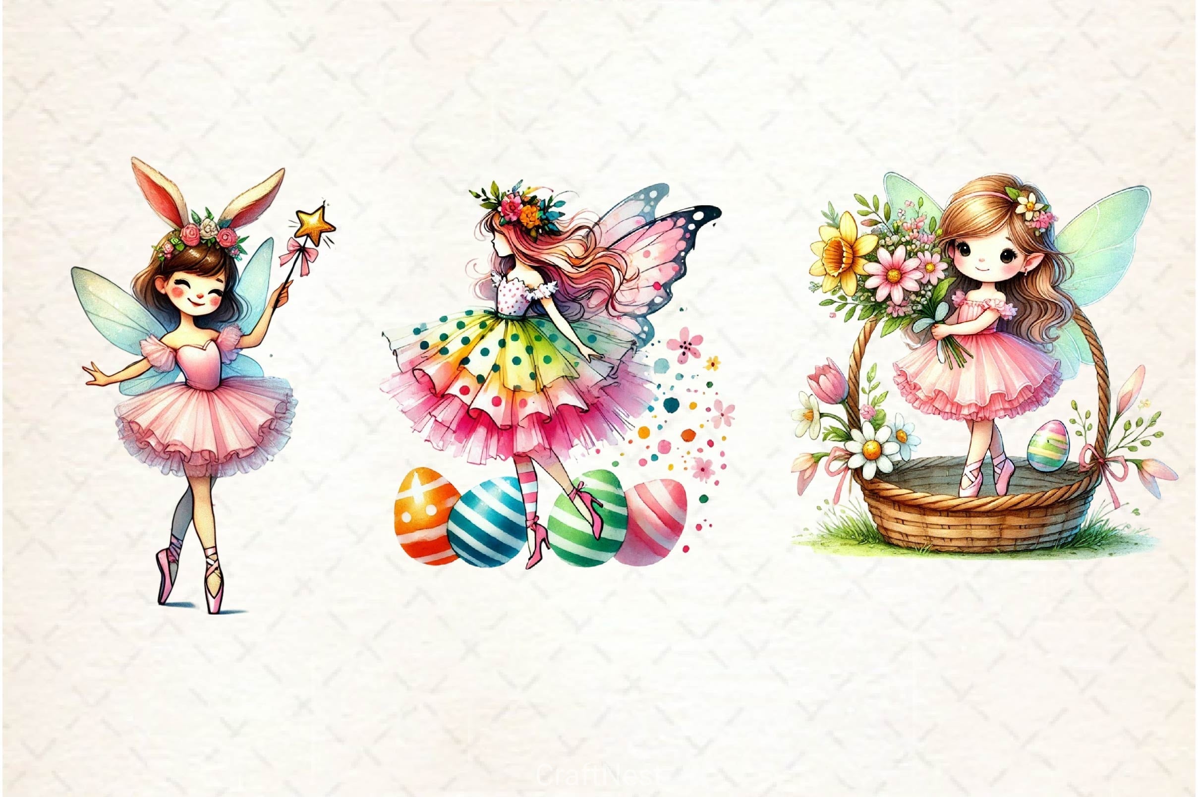 Easter Ballerina Fairy Clipart Bundle 1