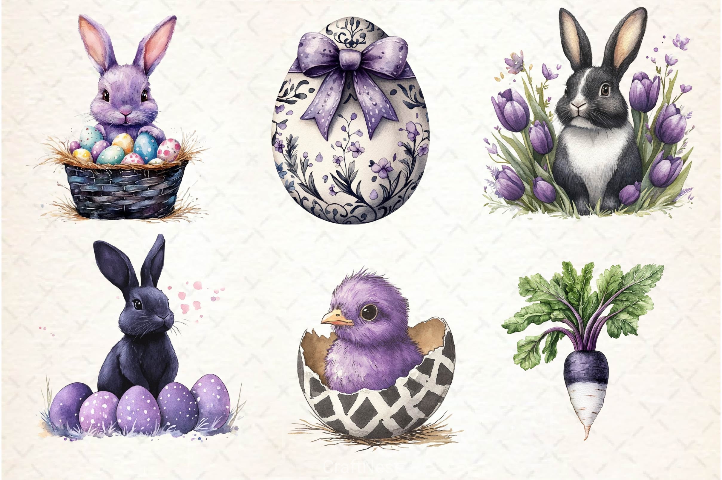 Black And White Easter Clipart Bundle