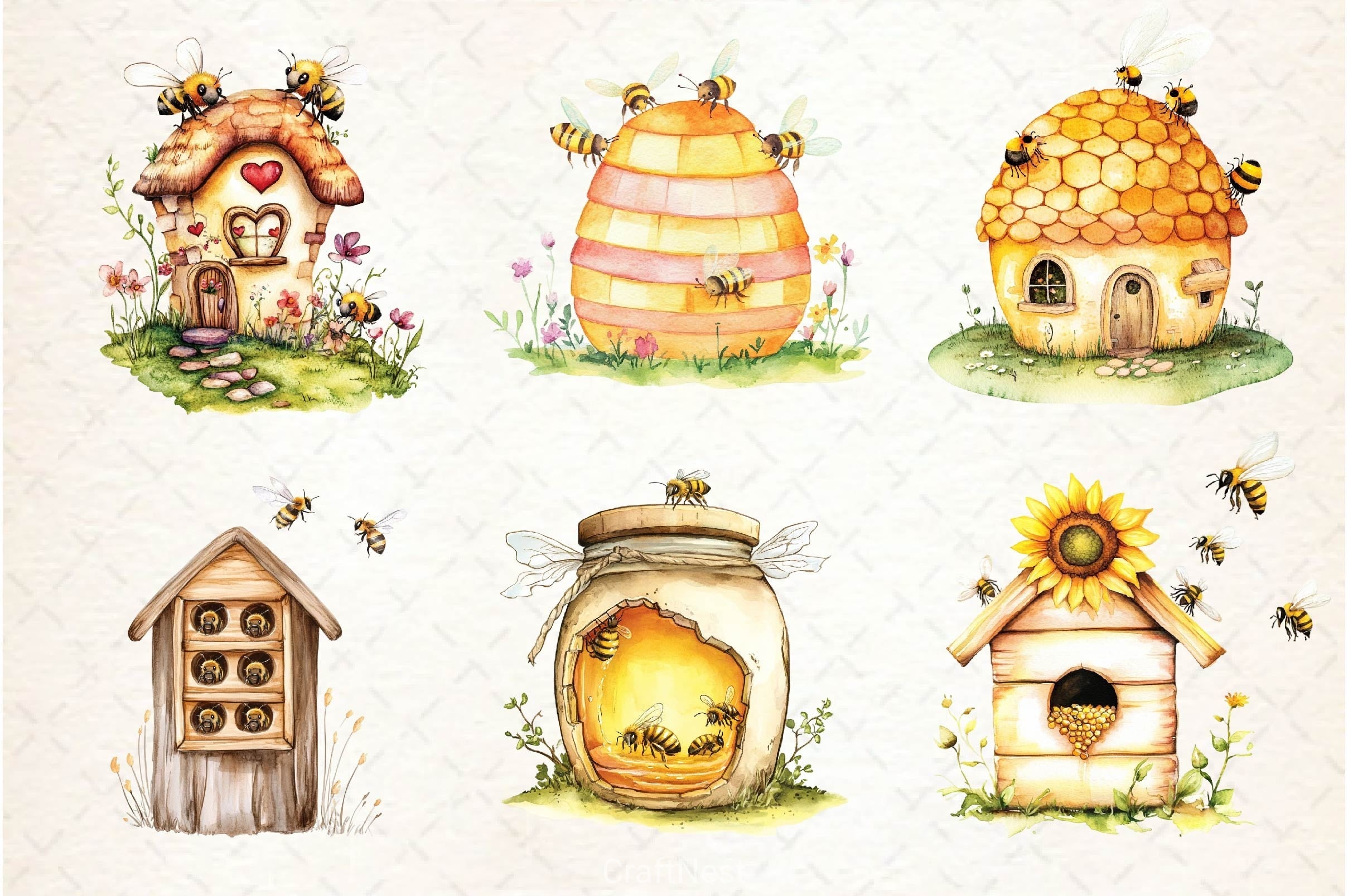 Bee Home Clipart Bundle 2