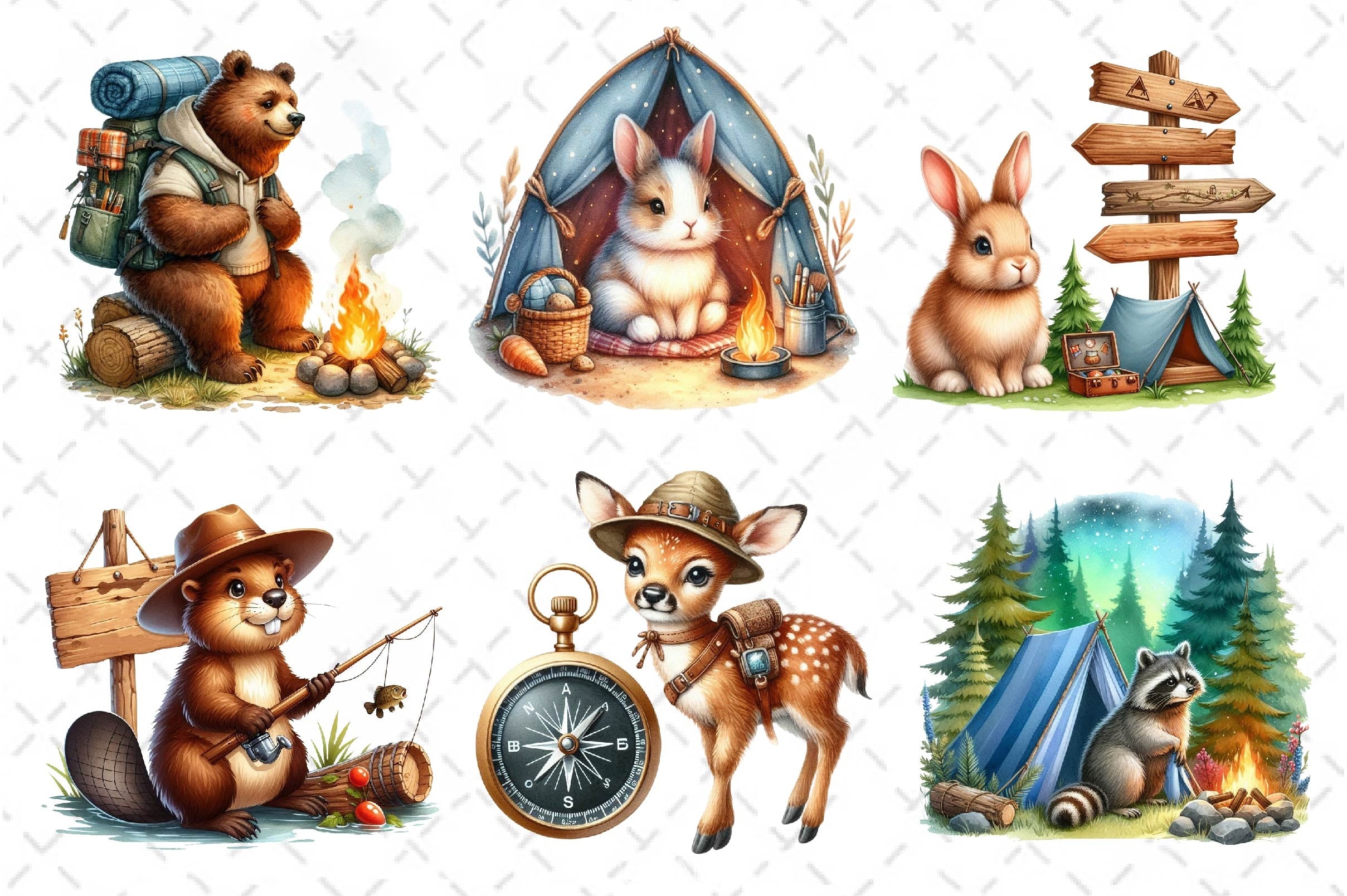 Camping Animals Clipart Bundle 2