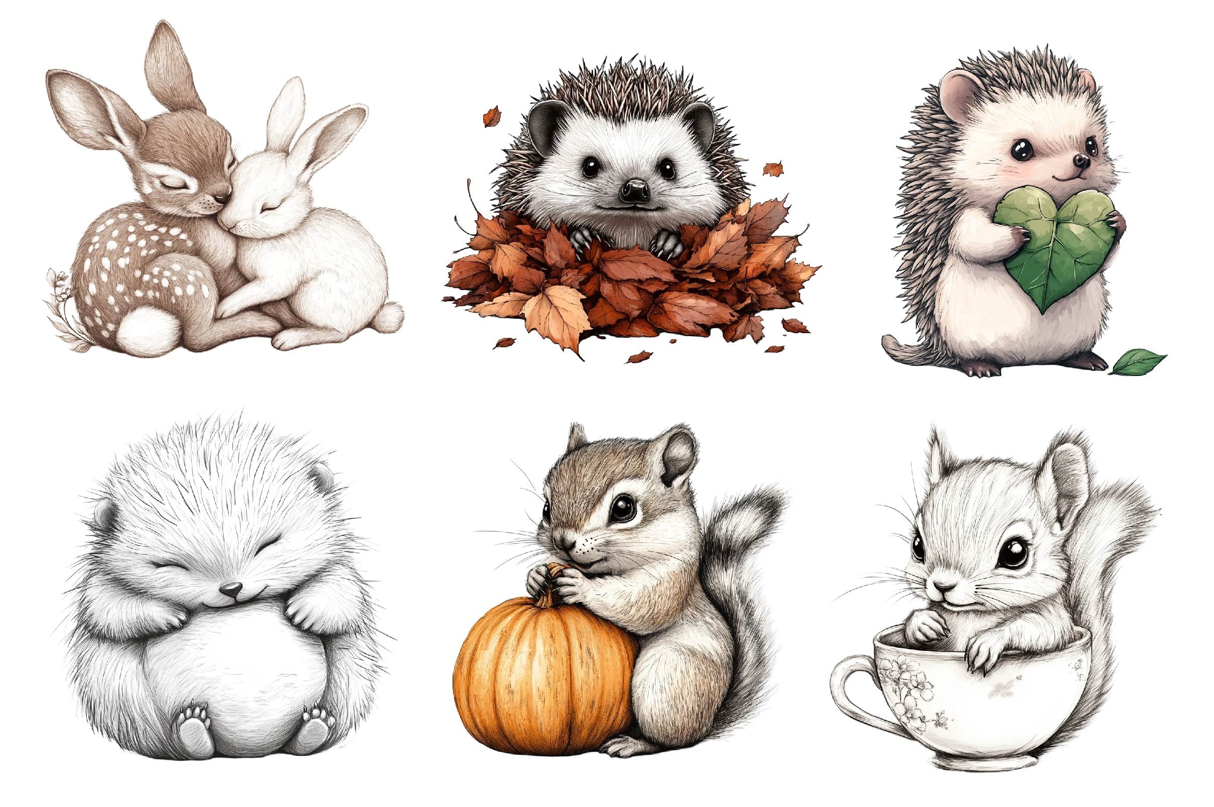 Woodland Cute Baby Animals Clipart Bundle