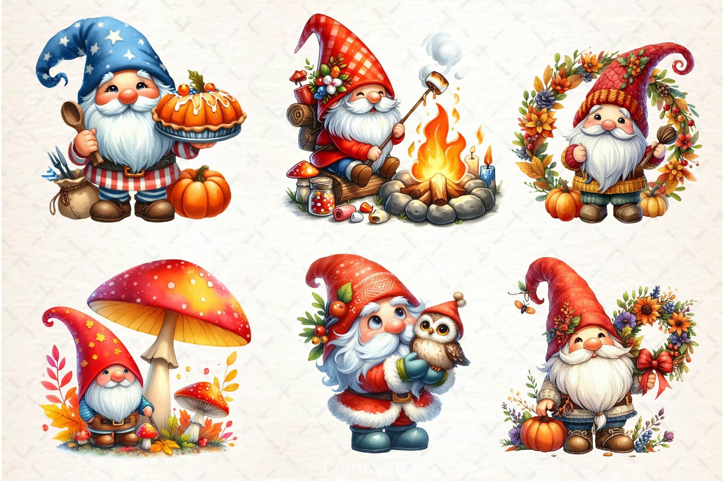 Autumn Gnomes Clipart Bundle 3