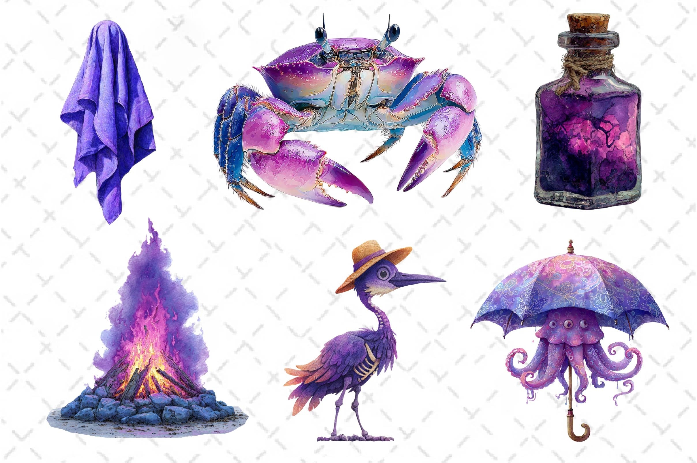 Creepy Summer Beach Clipart Bundle