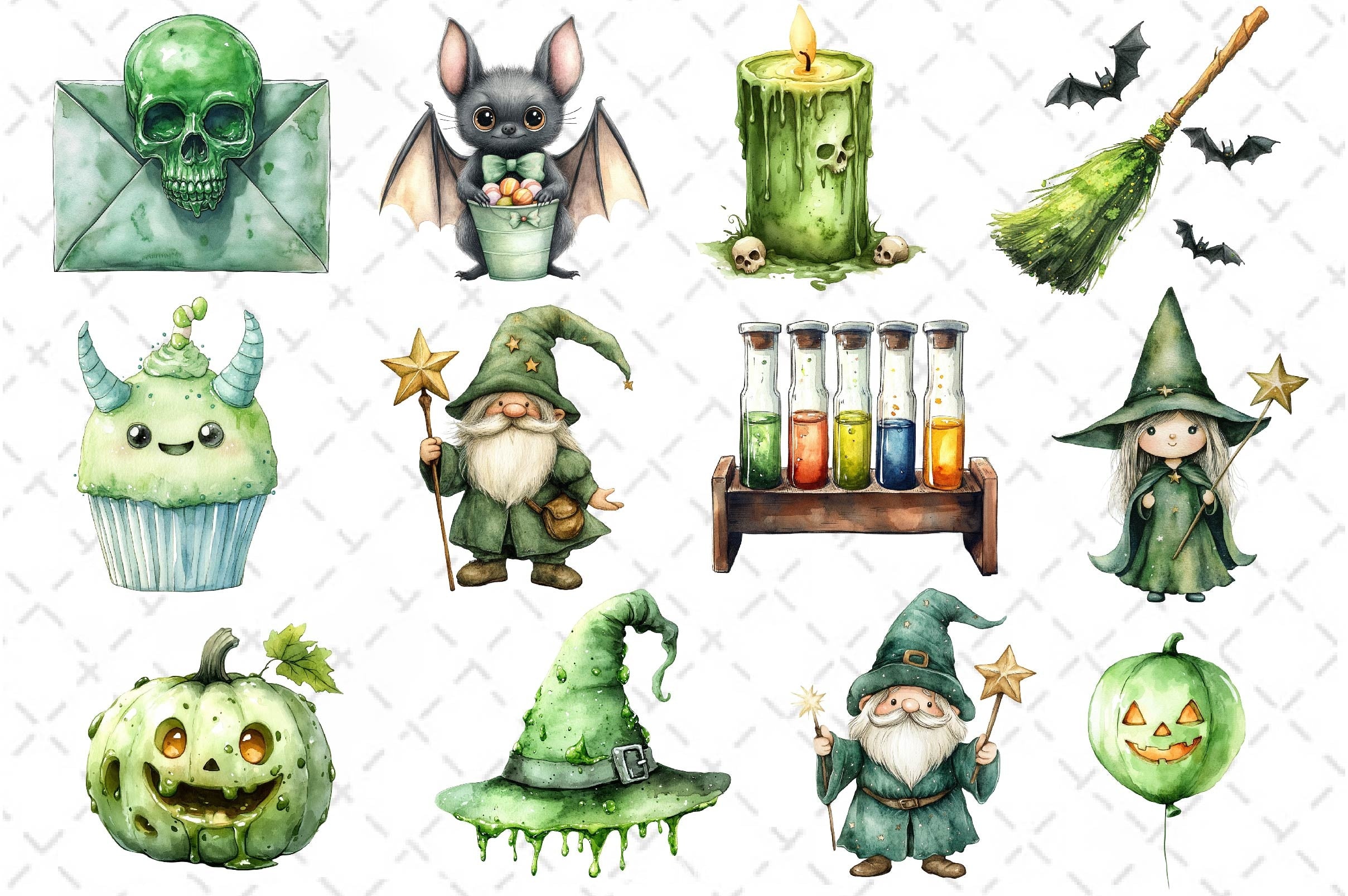 Green Halloween Clipart Bundle 4