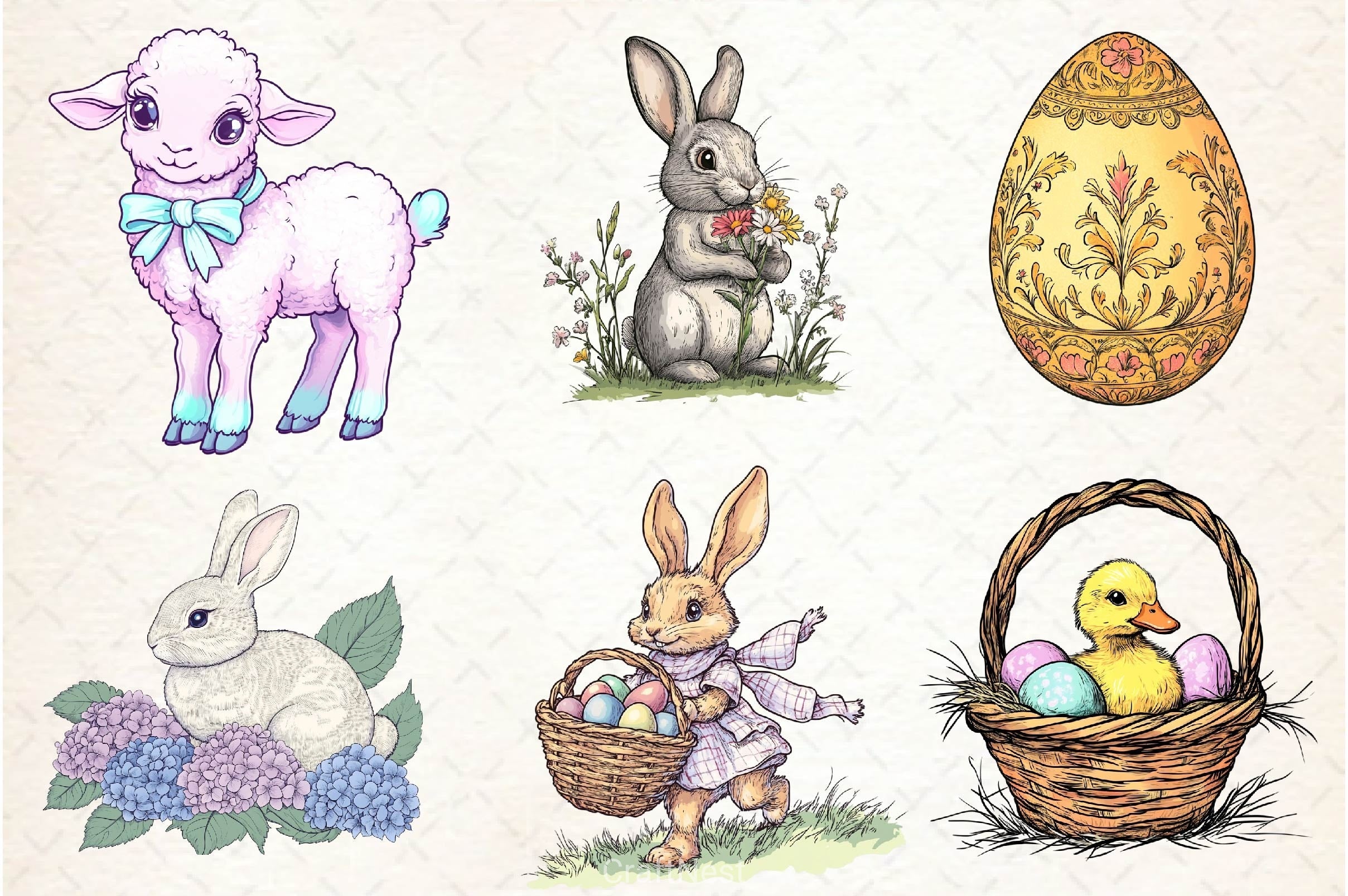 Vintage Easter Springtime Clipart Bundle