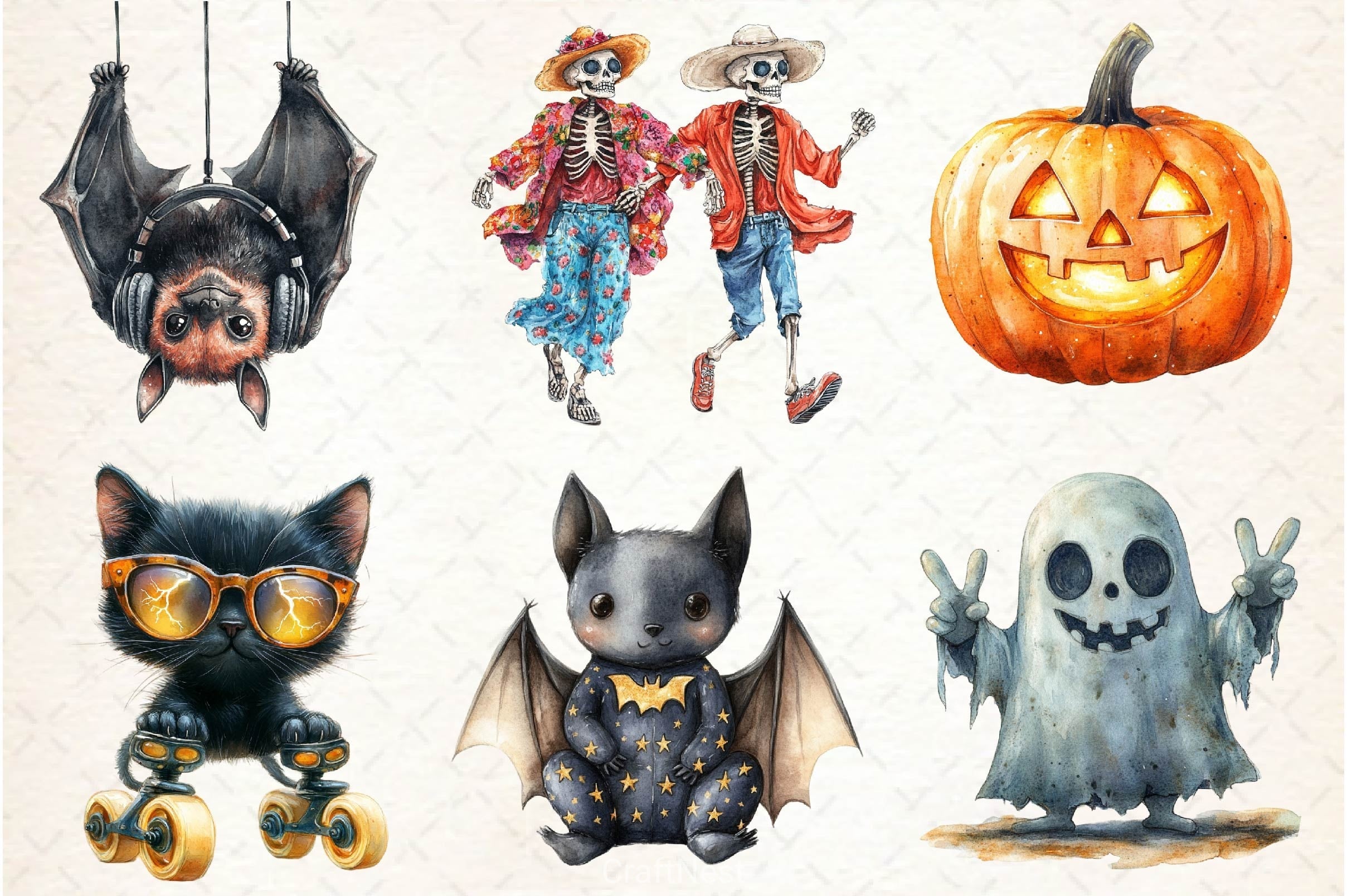Disco Halloween Clipart Bundle 2
