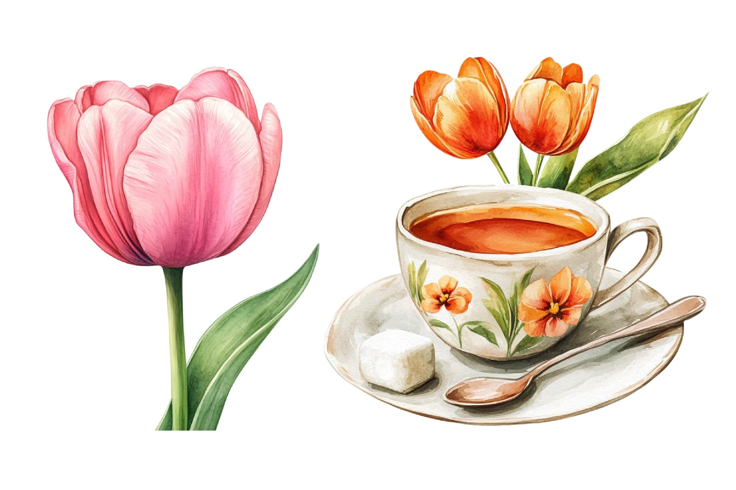 Amsterdam Summer Tulips Clipart Bundle