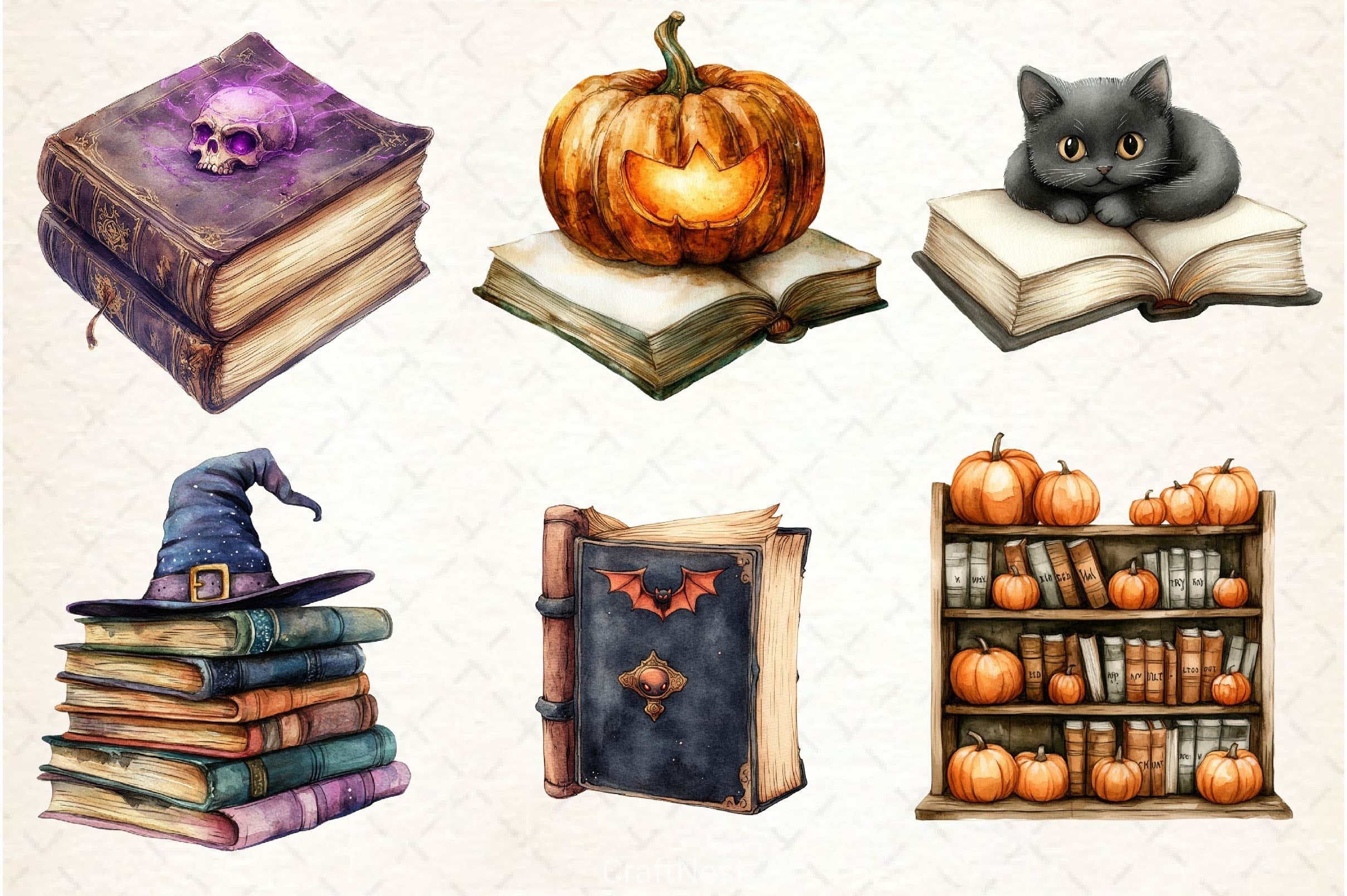 Halloween Books Clipart Bundle 3