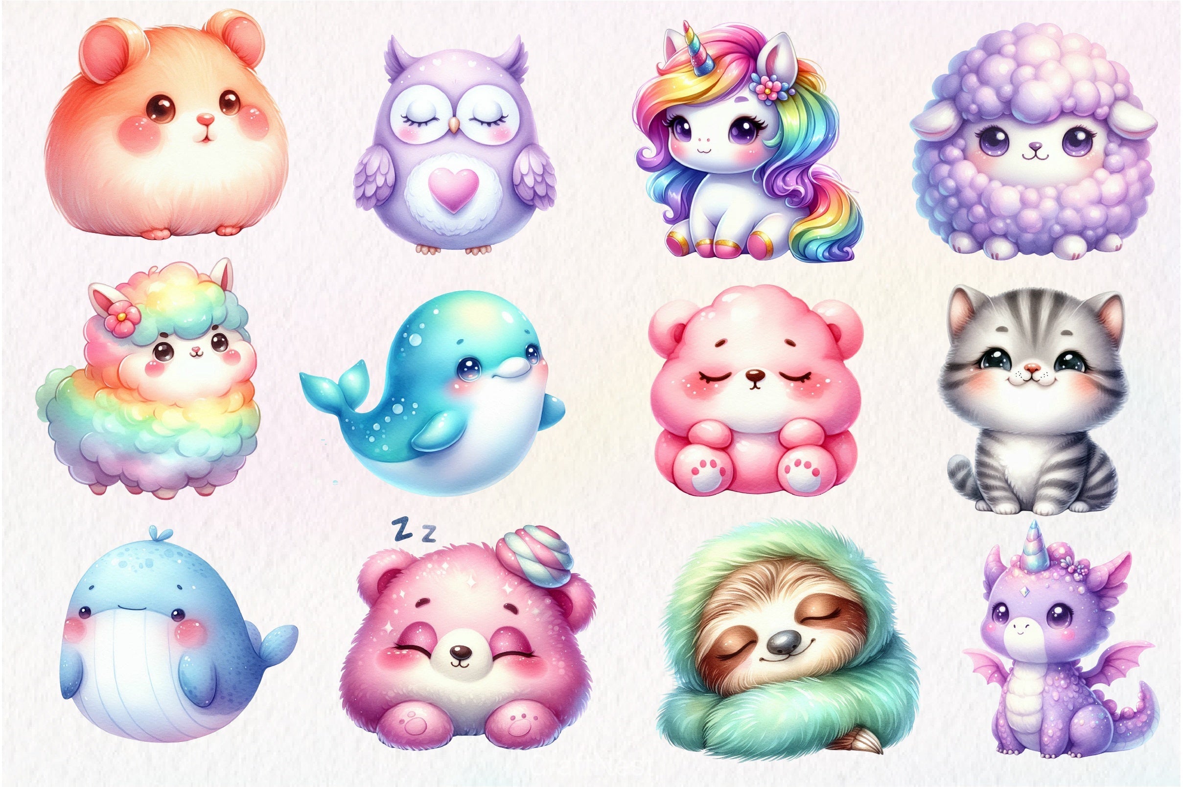 Squishmallow Animals Clipart Bundle