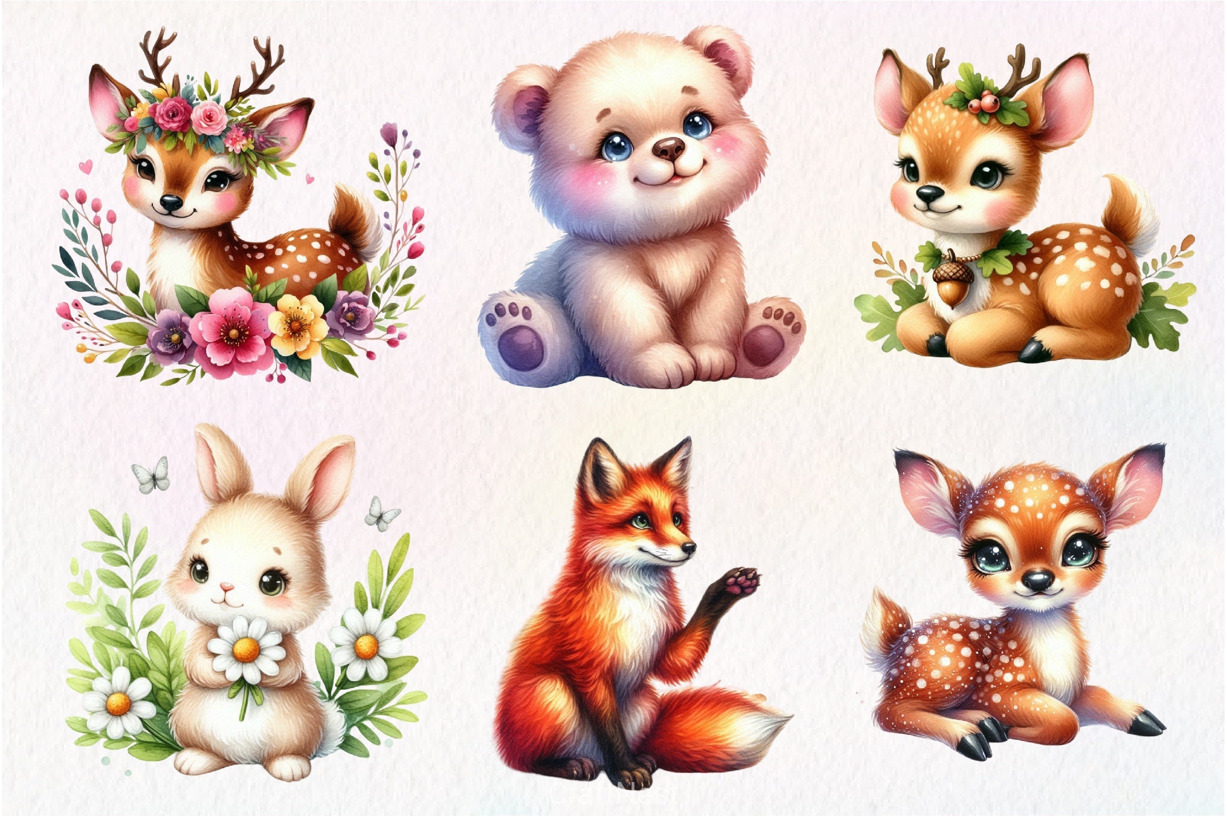 Cute Woodland Animal Clipart Bundle