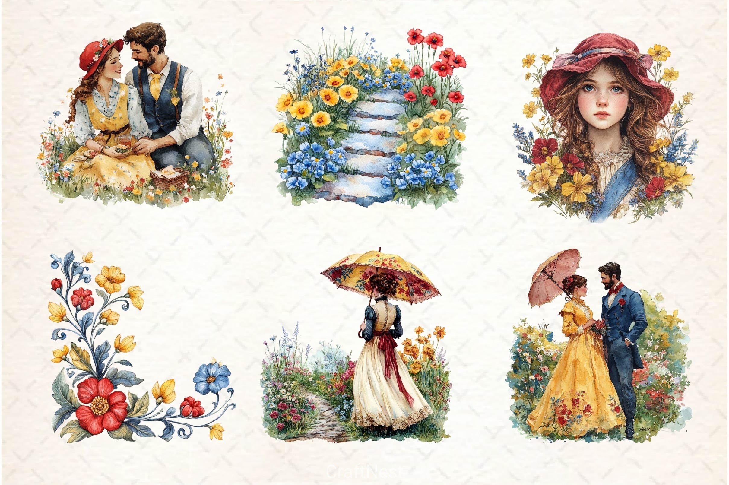 Beautiful Victorian Spring Clipart Bundle 5