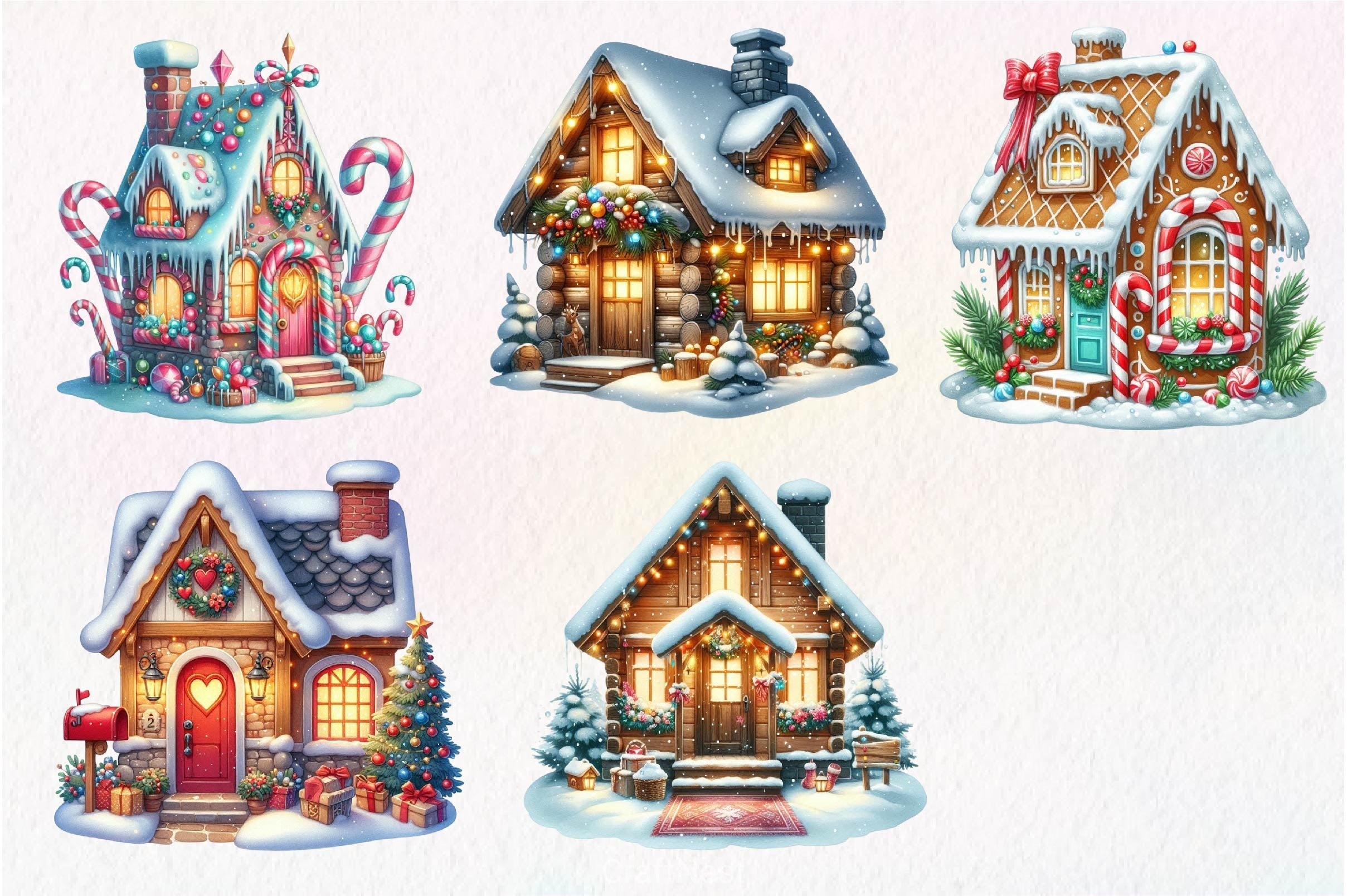 Christmas House Clipart Bundle 2