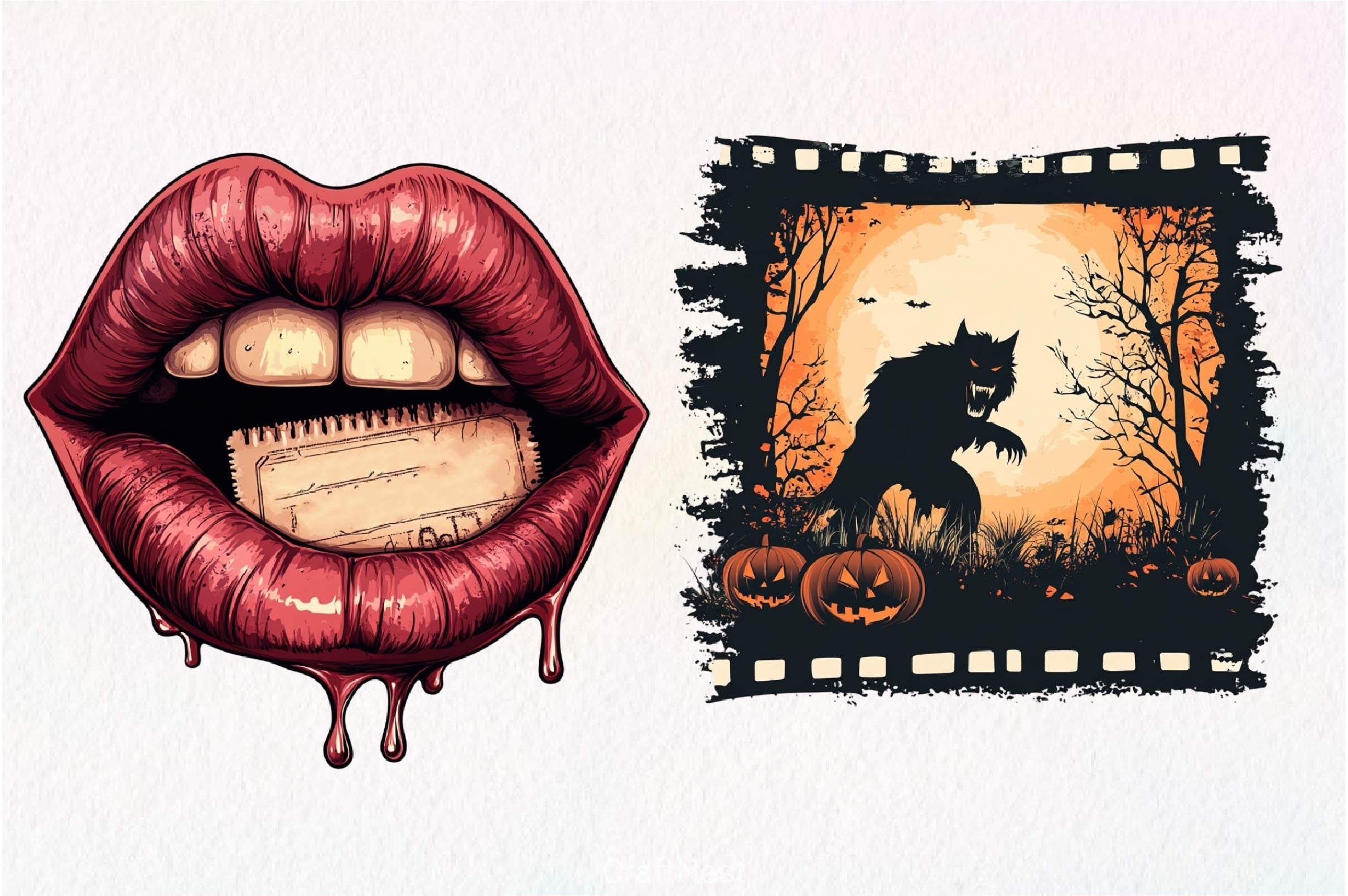 Vintage Halloween Cinema Clipart Bundle