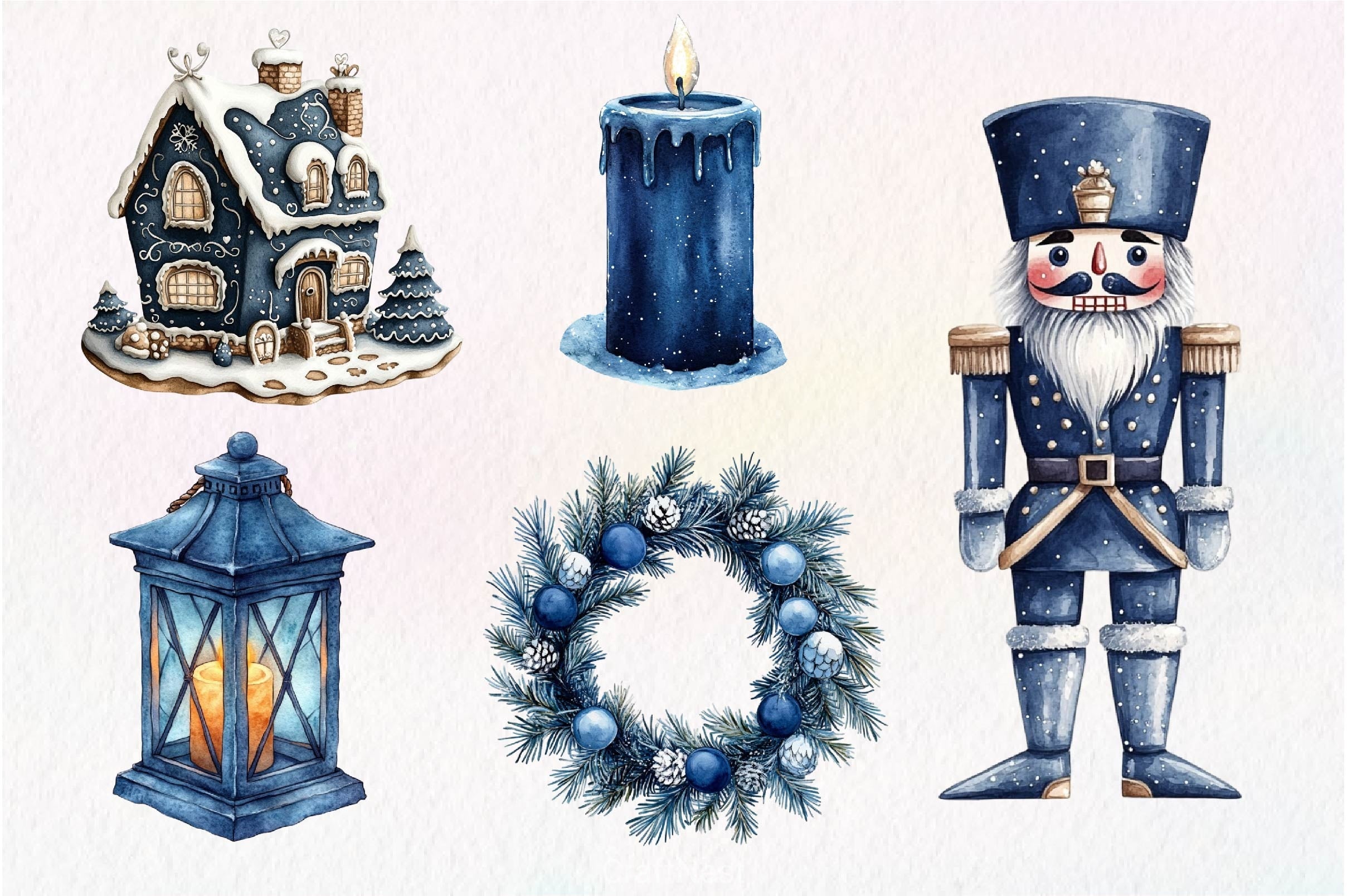 Navy Blue Winter Christmas Clipart Bundle