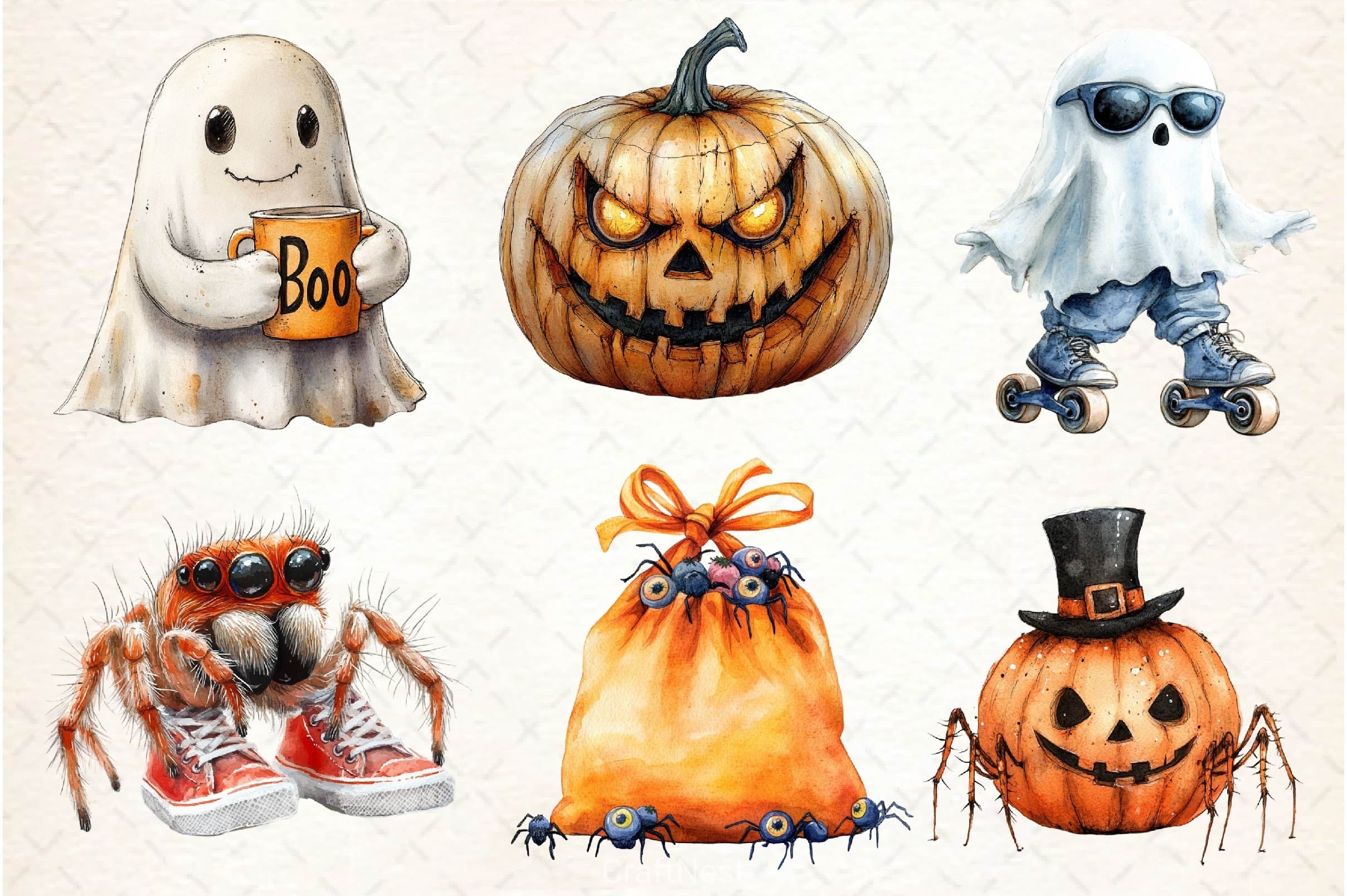 Spooky Weird Halloween Clipart Bundle