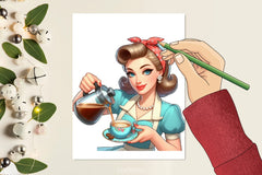 Retro Housewife Coffee Clipart Bundle - CraftNest - Digital Crafting and Art