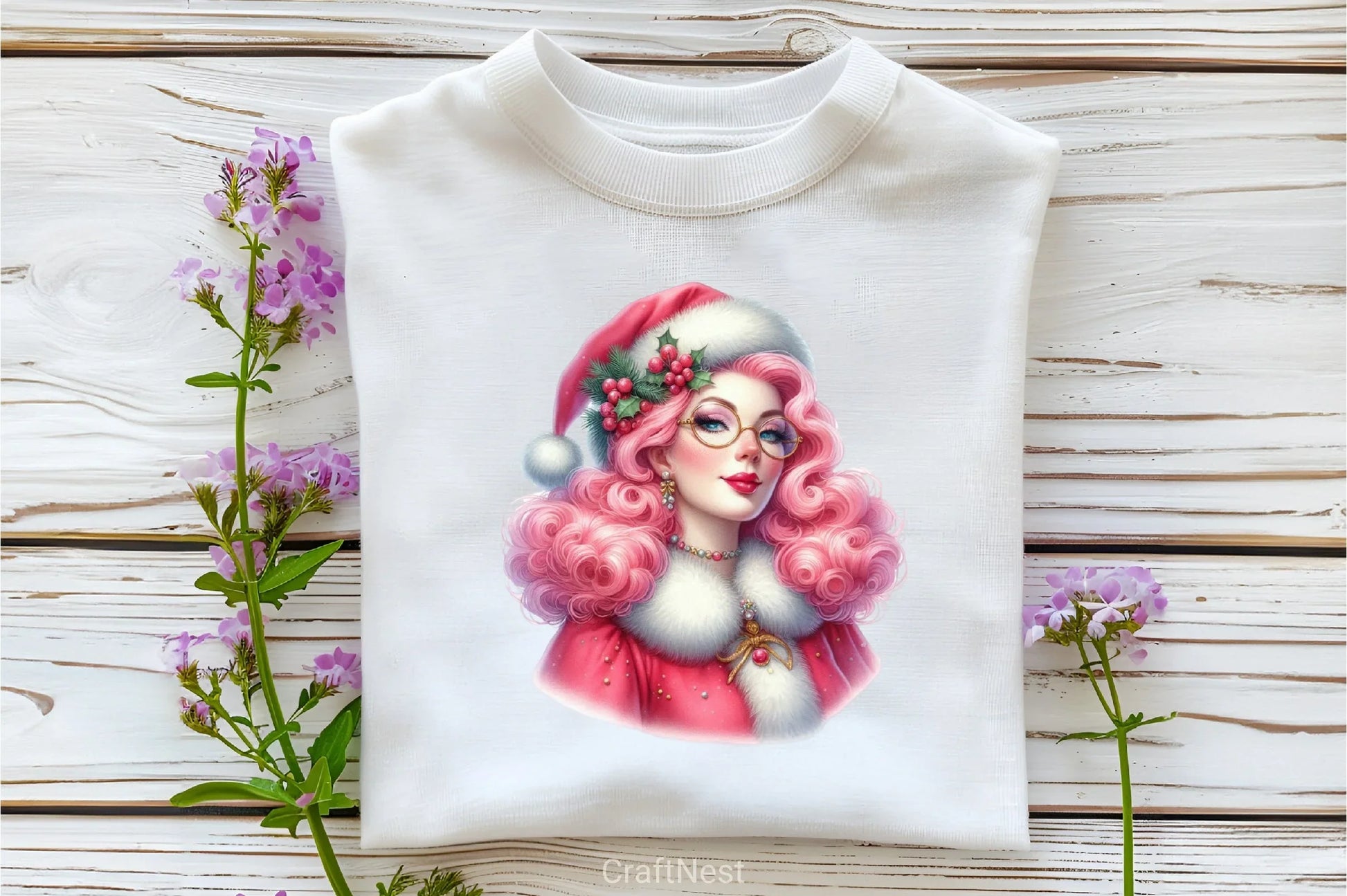 Retro Pink Christmas Clipart Bundle 12 - CraftNest - Digital Crafting and Art