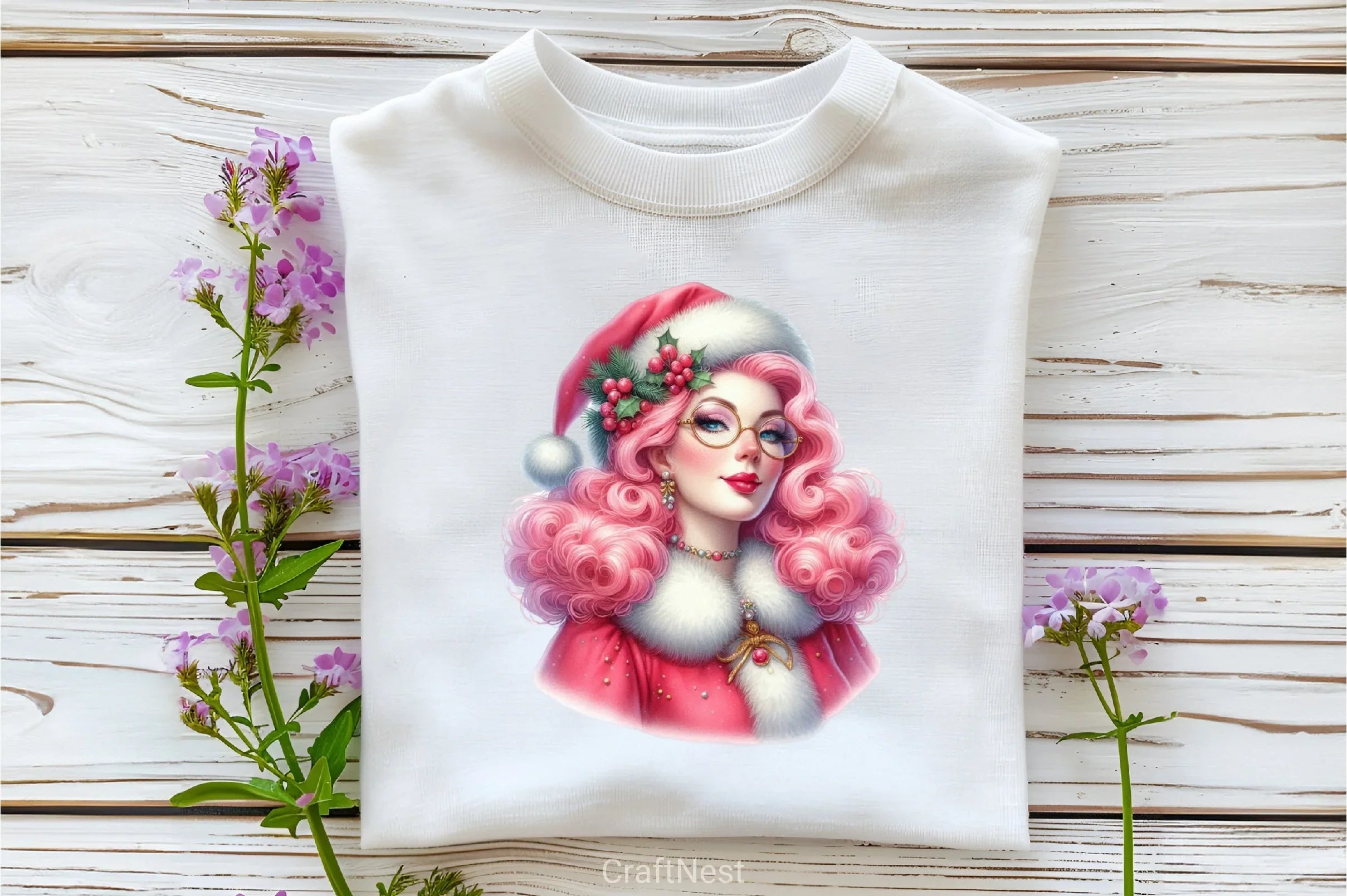 Retro Pink Christmas Clipart Bundle 12 - CraftNest - Digital Crafting and Art