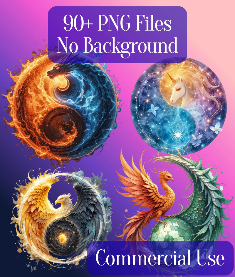 Fantasy Yin Yang Clipart Bundle - CraftNest - Digital Crafting and Art