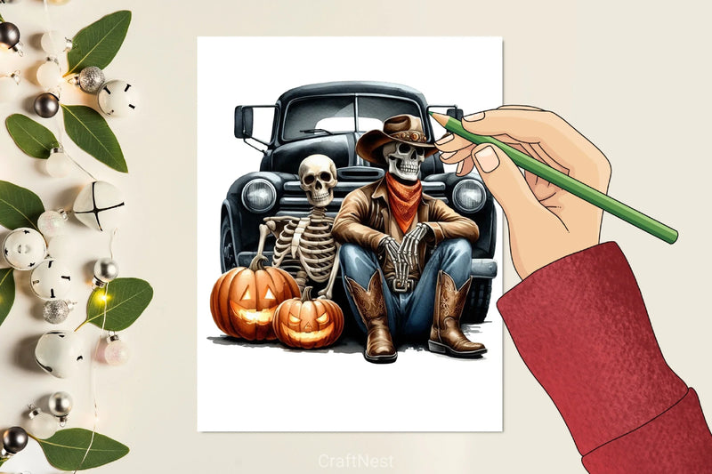 Skeleton Cowboy Truck Clipart Bundle - CraftNest - Digital Crafting and Art