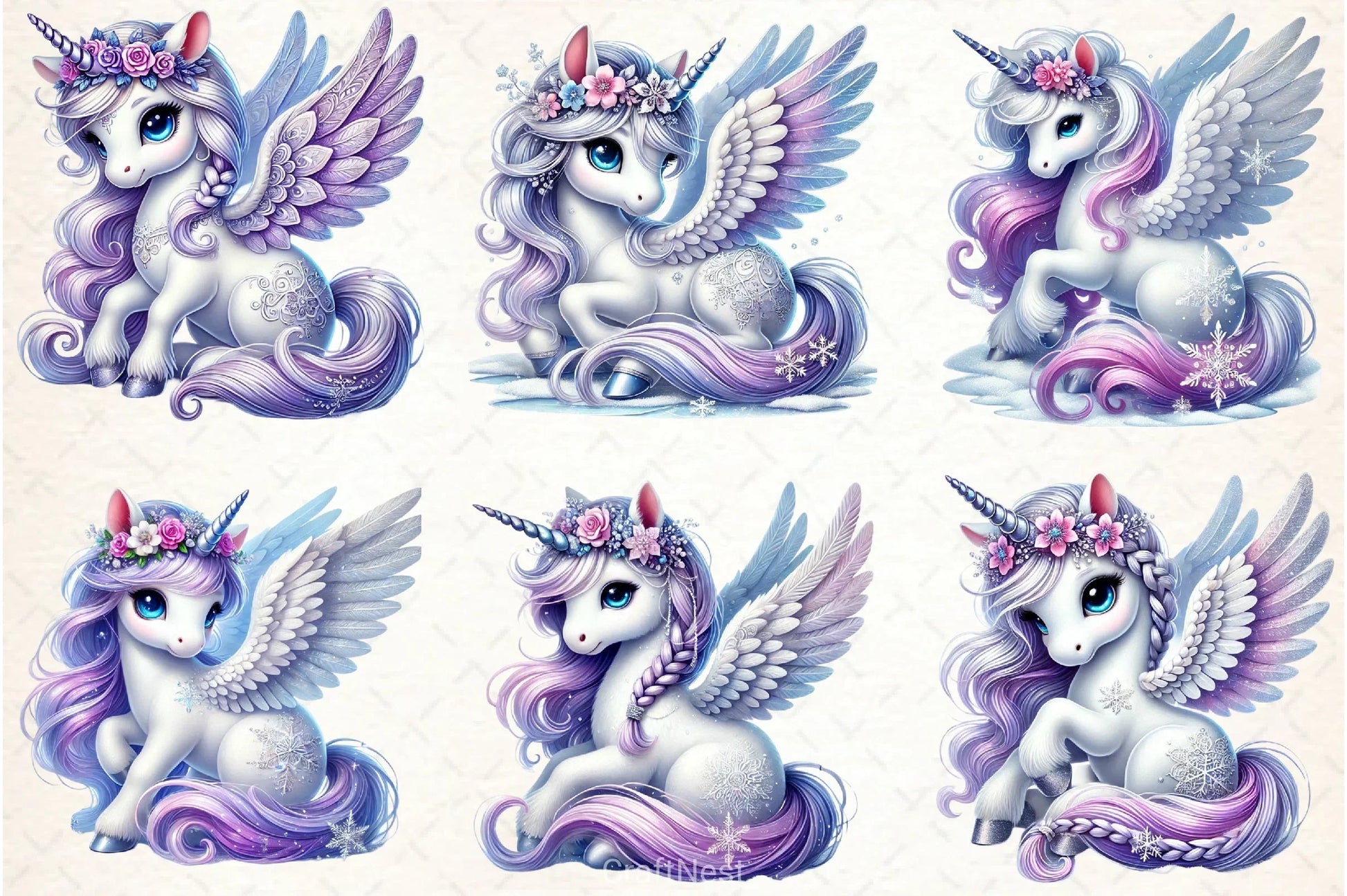 Cute Fairy Unicorn Clipart Bundle - CraftNest - Digital Crafting and Art