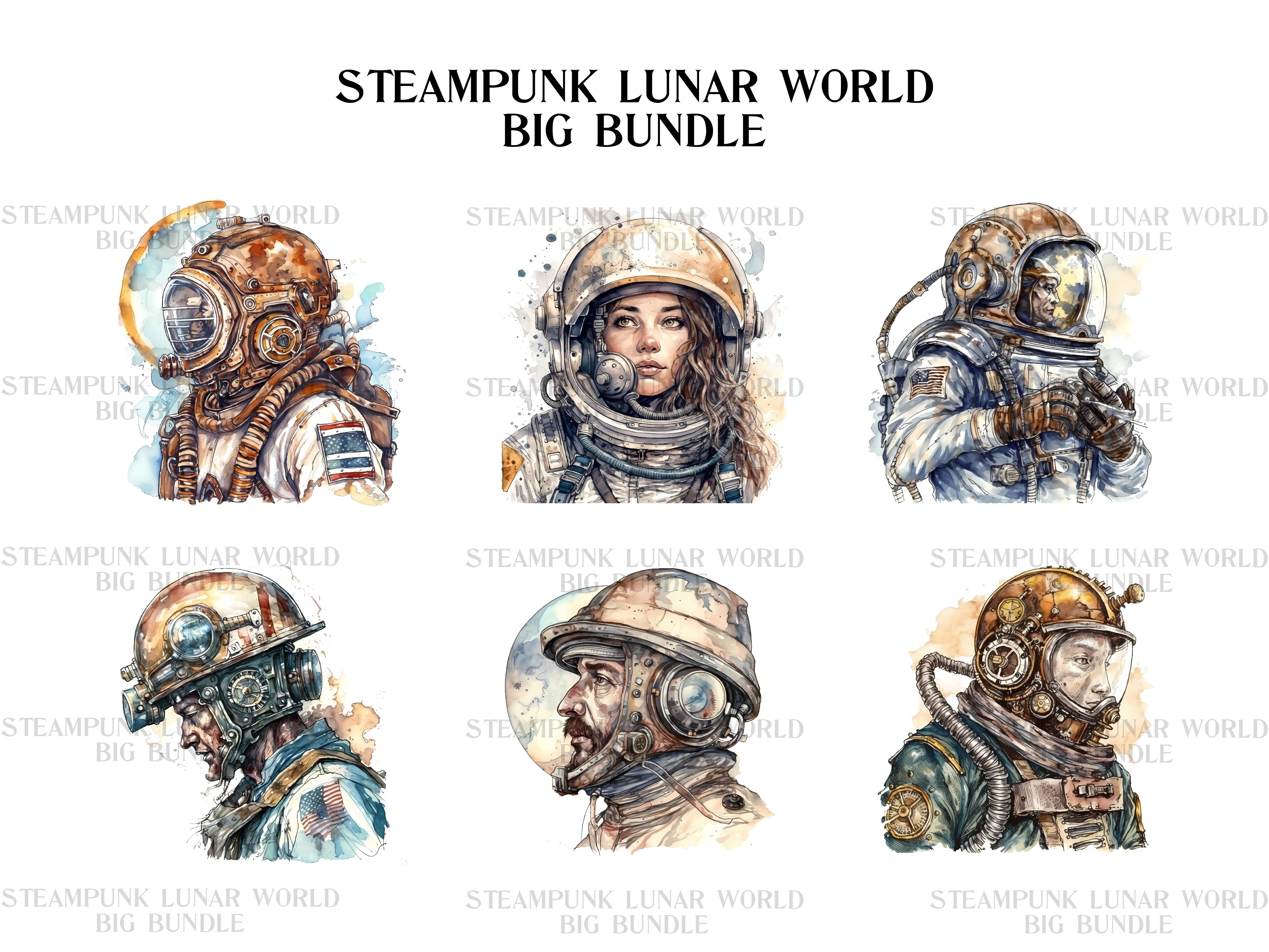 Steampunk Lunar World Clipart - CraftNest