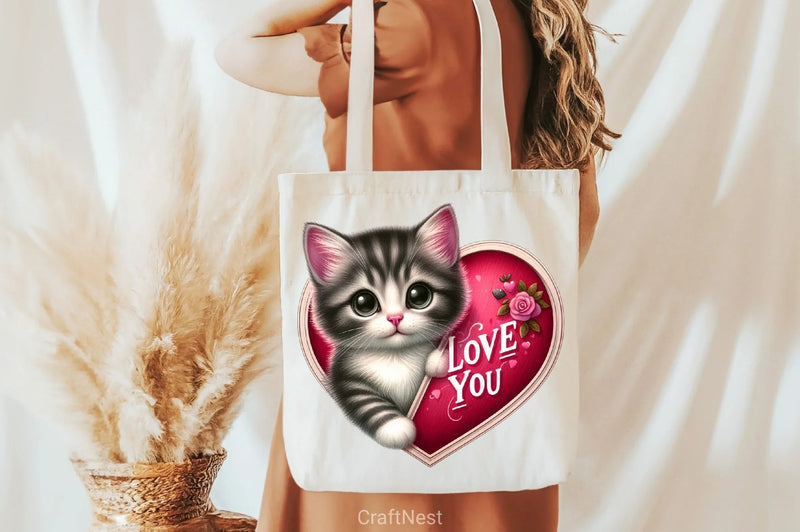 Love You Cat Valentine's Day Clipart Bundle 4 - CraftNest - Digital Crafting and Art