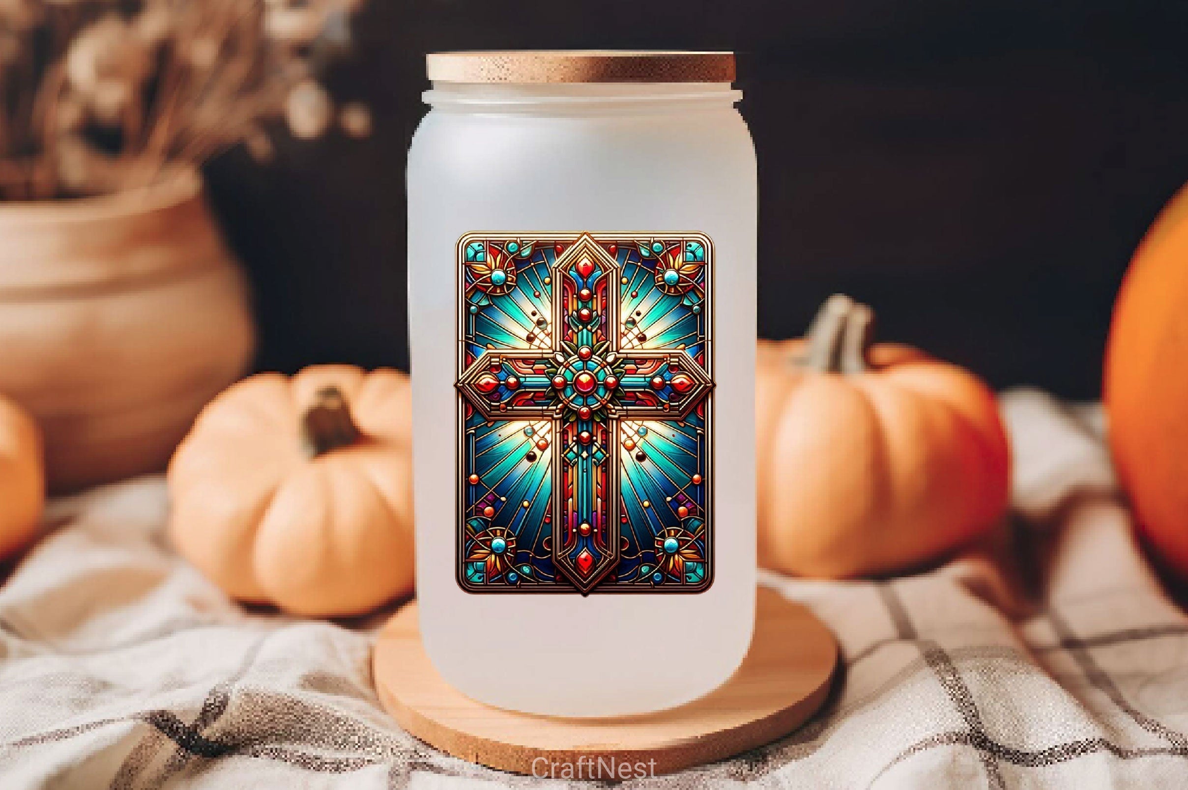 Stained Glass Cross Tarot Card Clipart Bundle 1