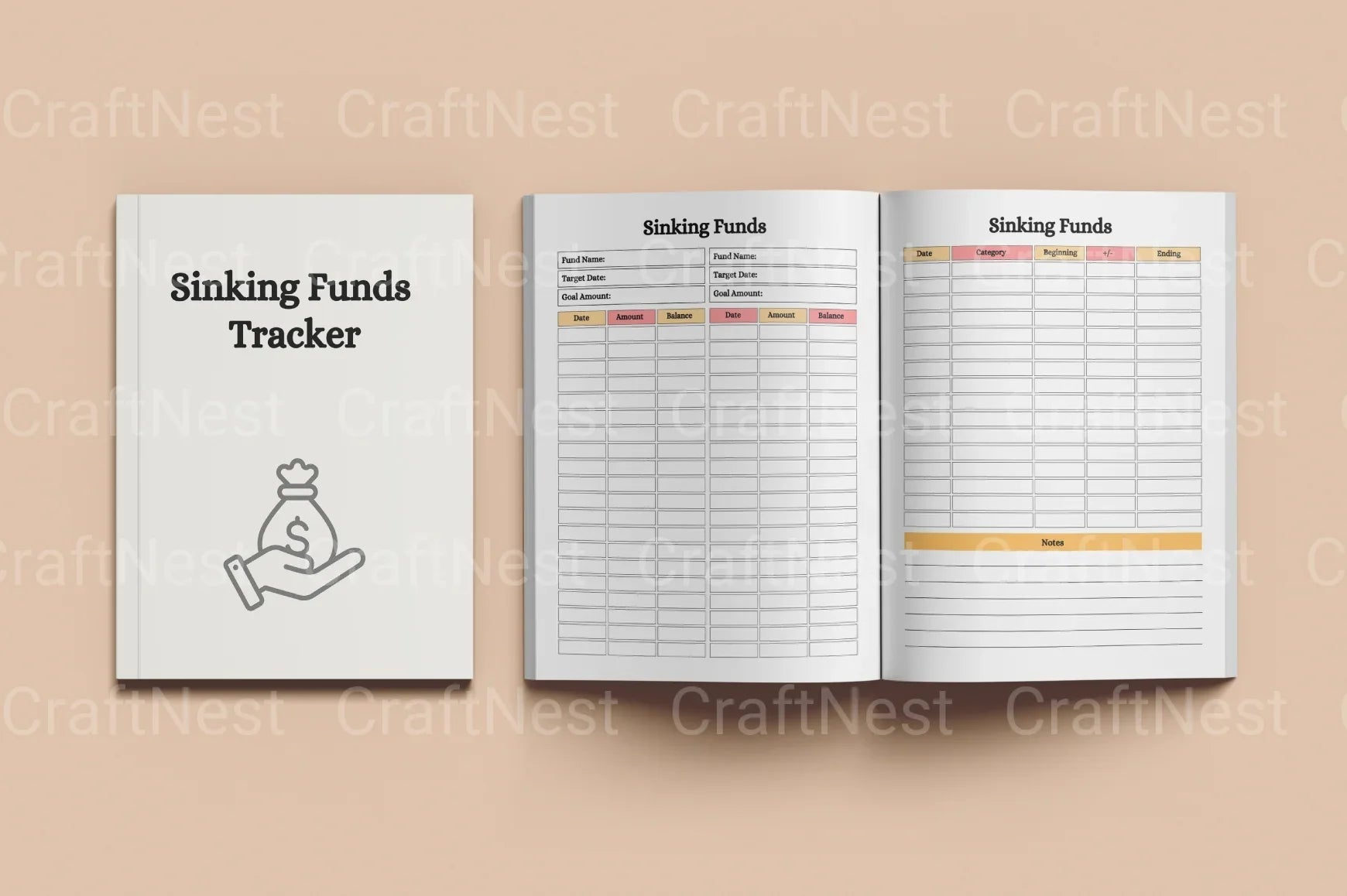 Sinking Funds Tracker Template for Budgeting - CraftNest - Digital Crafting and Art