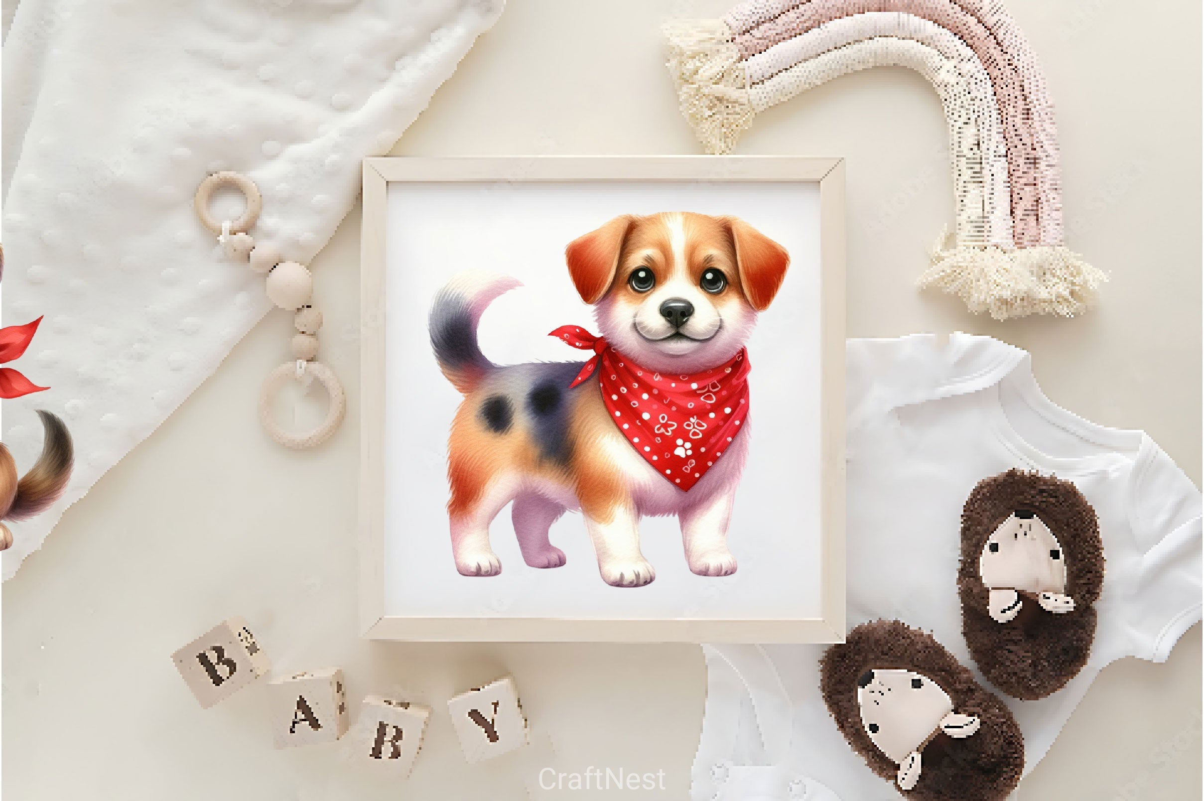 Cute Dog Red Bandana Clipart Bundle