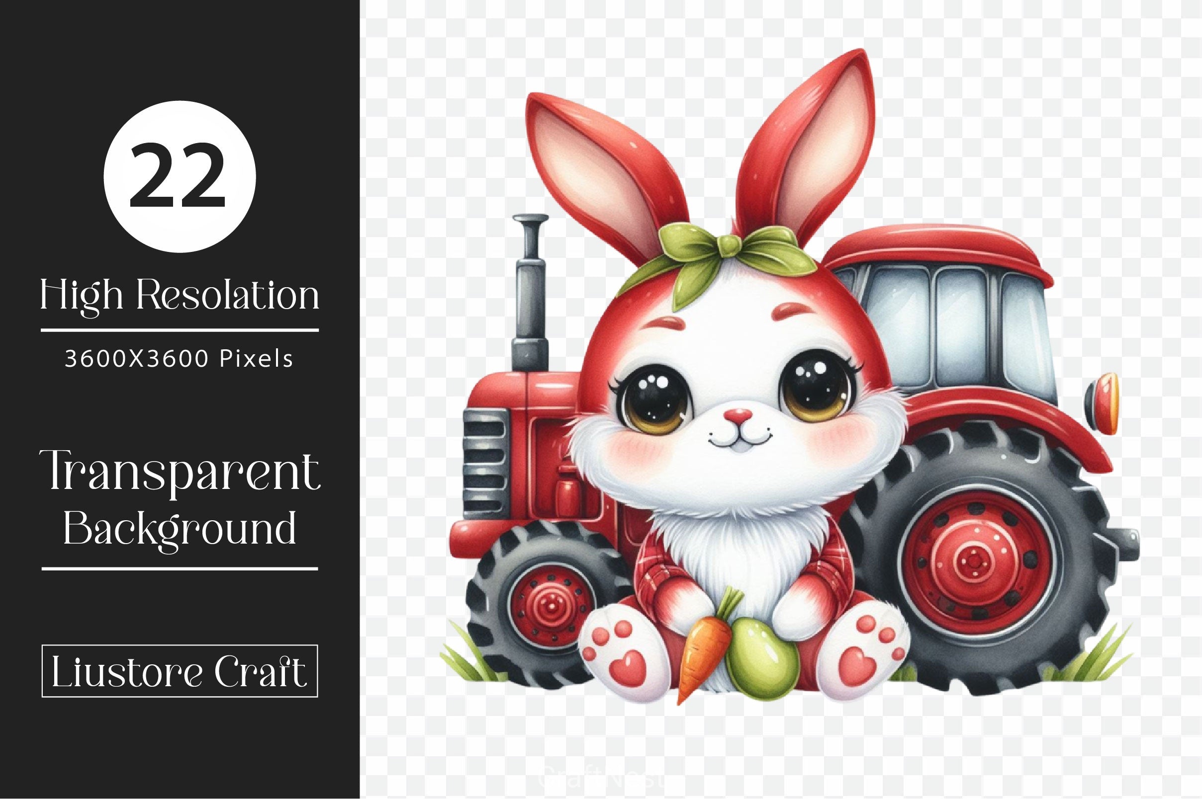 Easter Tractor Clipart Bundle 2