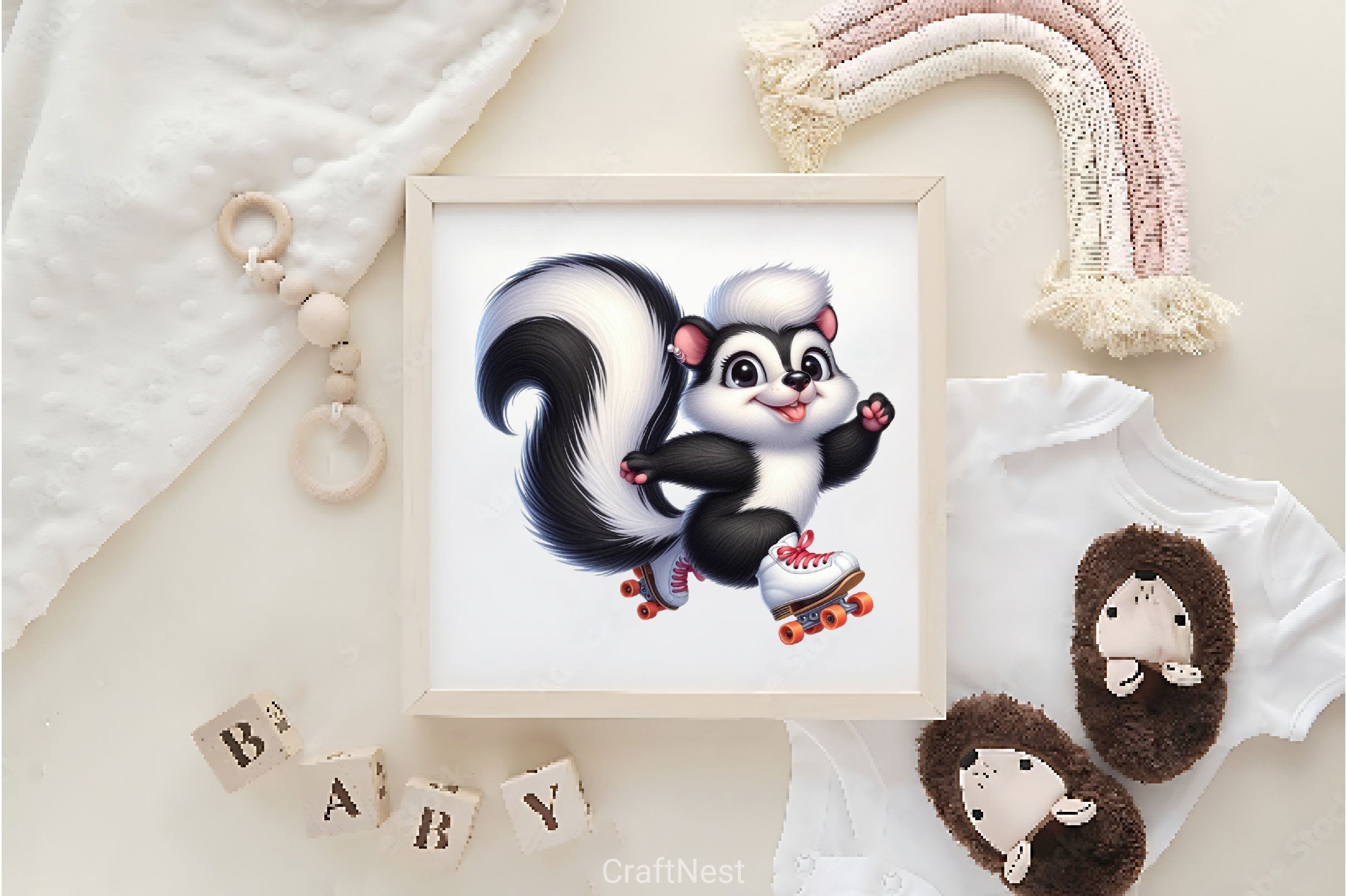 Baby Animals Skating Clipart Bundle 2