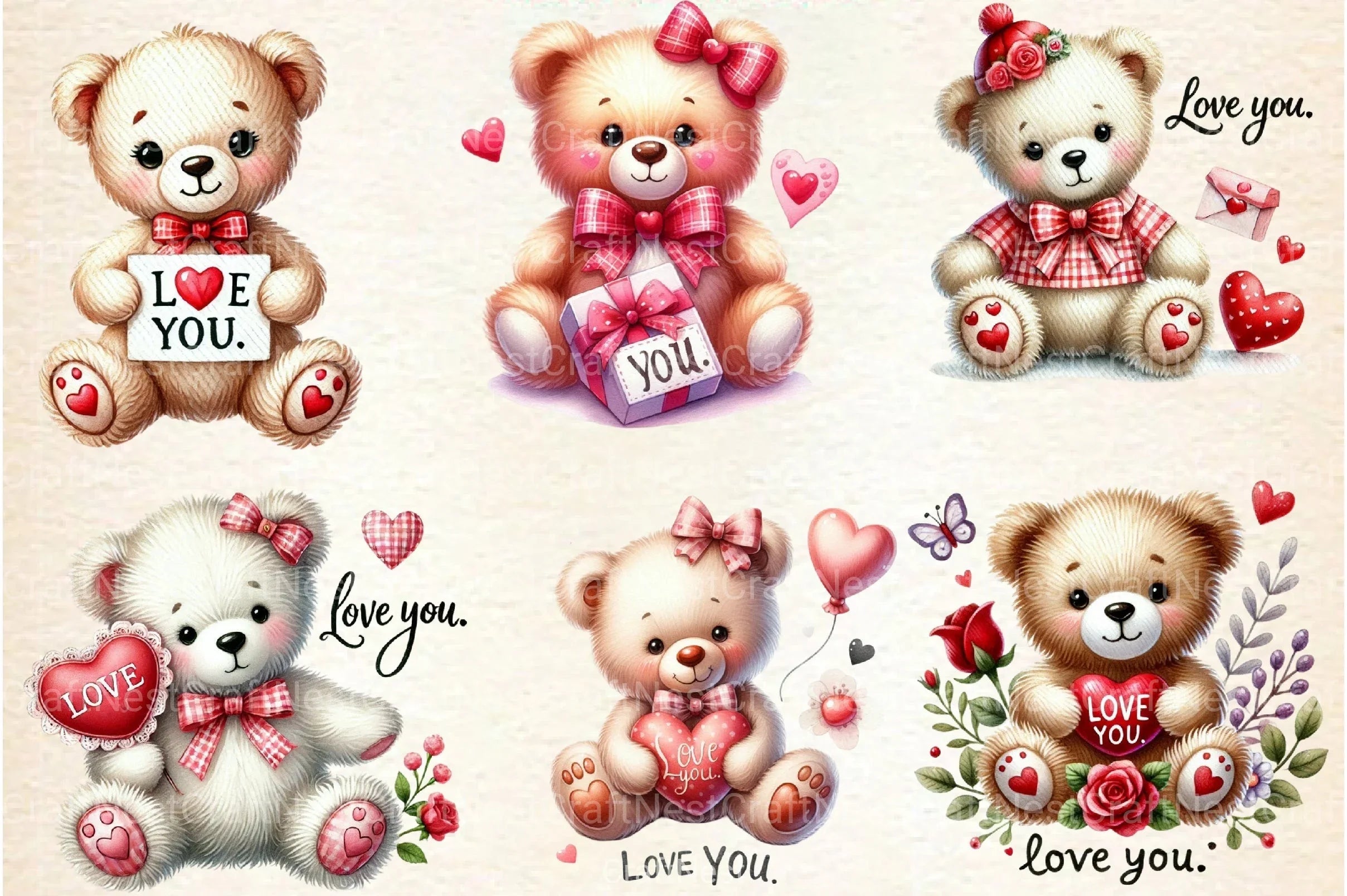 Valentine's Baby Bear Love Clipart Bundle - CraftNest - Digital Crafting and Art