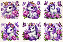 Purple Princess Unicorn Clipart Bundle - CraftNest - Digital Crafting and Art